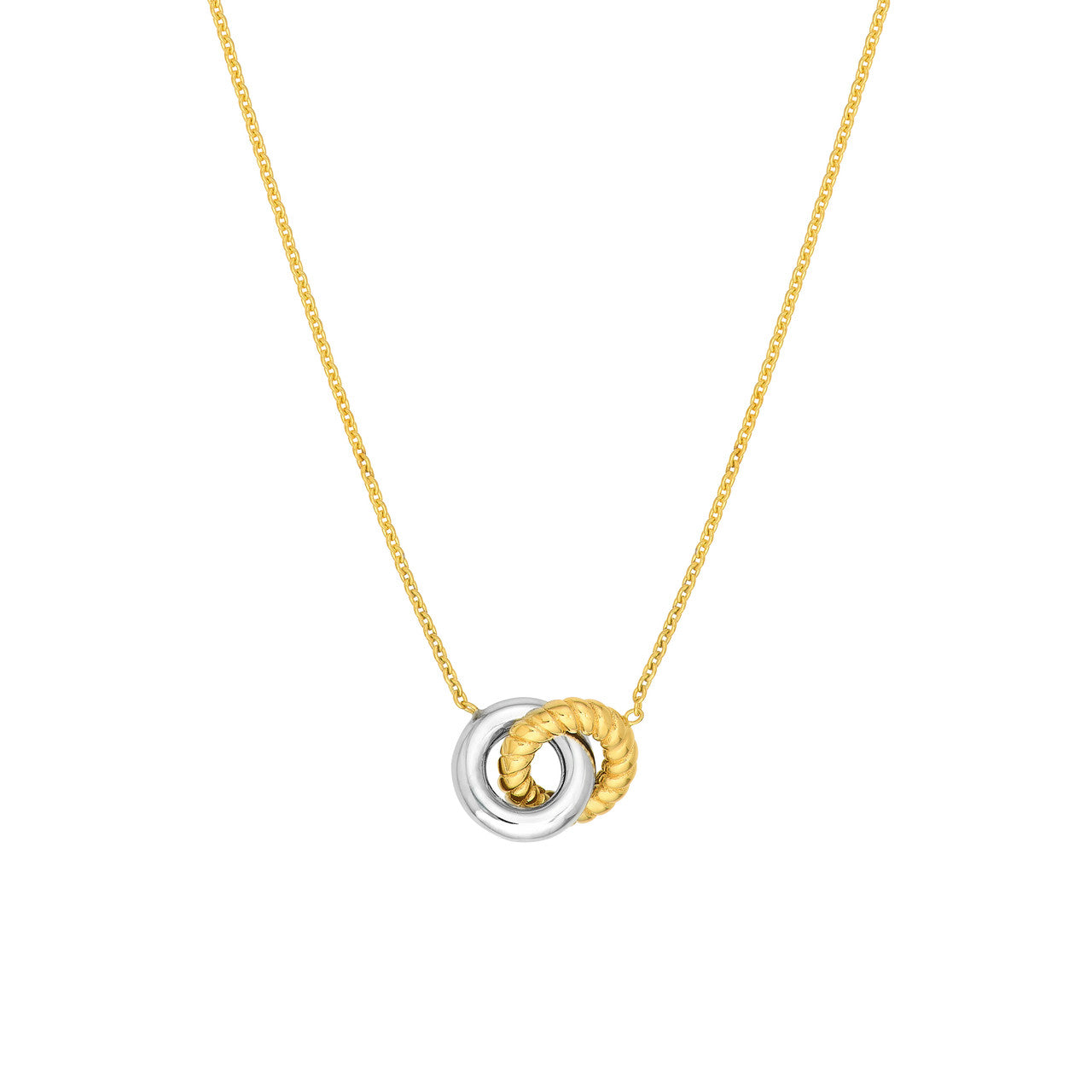 14K Gold Two-Tone Interlocking Circle Pendant Necklace - Replica Handbags