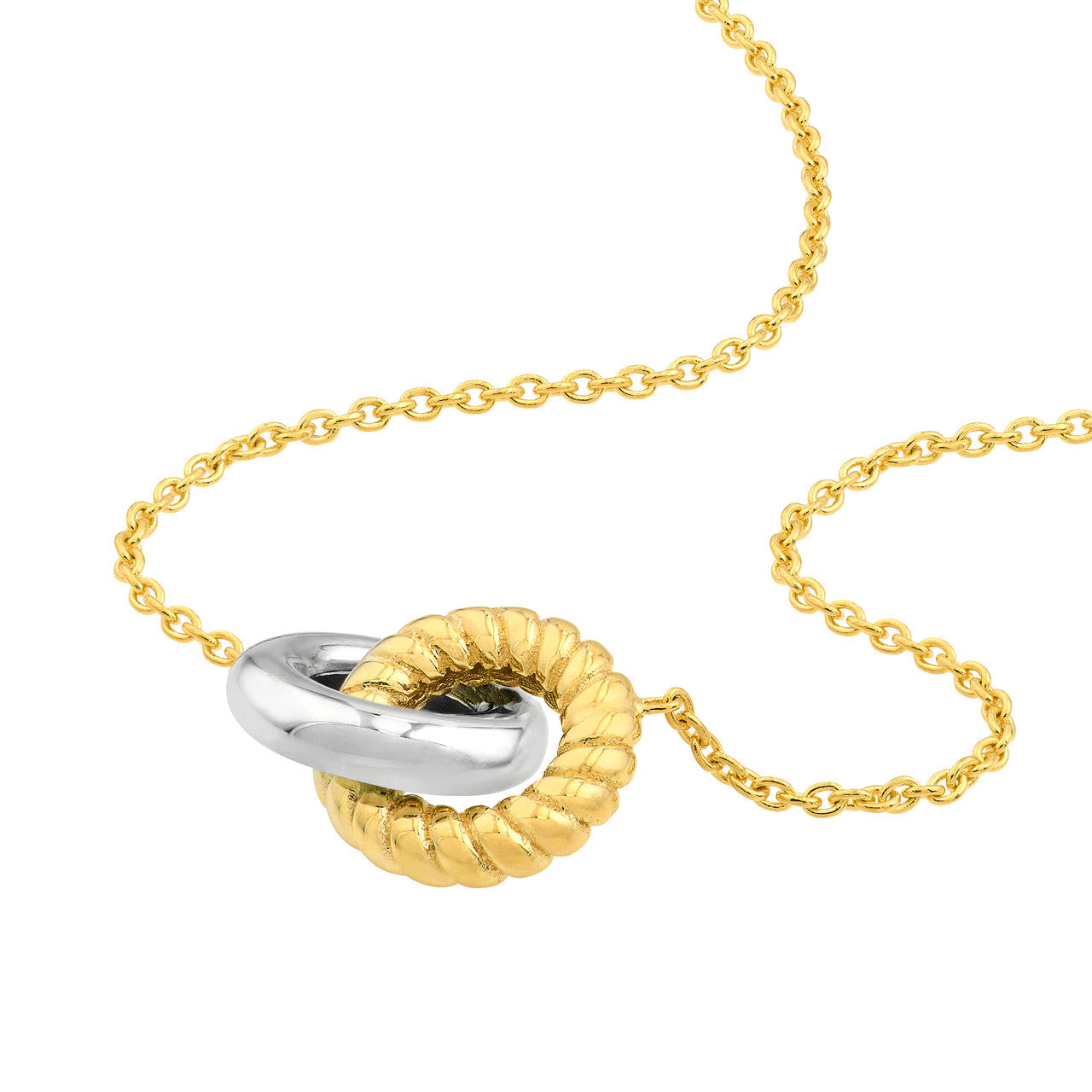 14K Gold Two-Tone Interlocking Circle Pendant Necklace - Replica Handbags