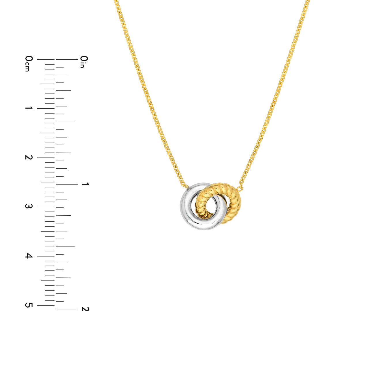 14K Gold Two-Tone Interlocking Circle Pendant Necklace - Replica Handbags