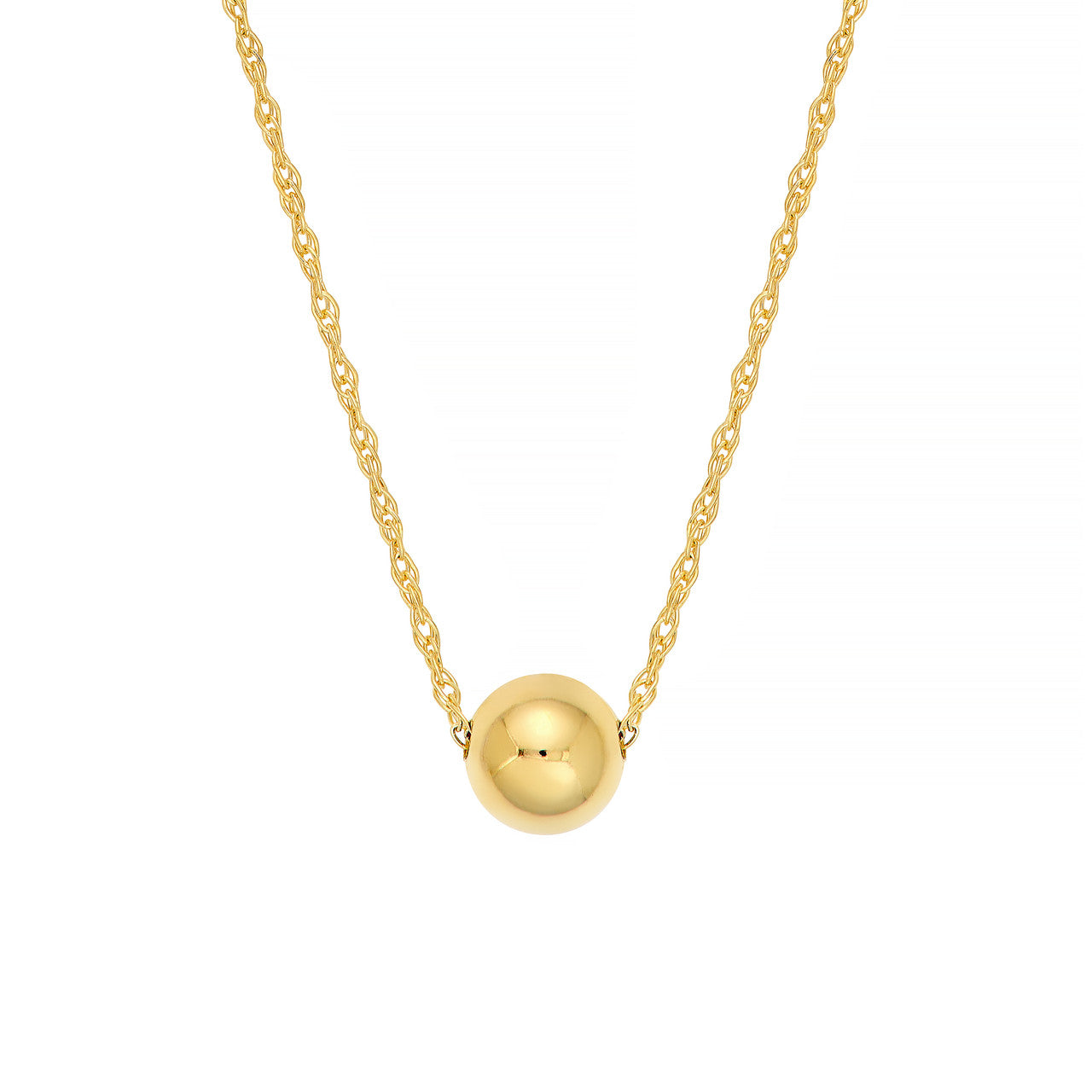 14K Yellow Gold Mini Puffy Bead Charm Necklace - Replica Handbags