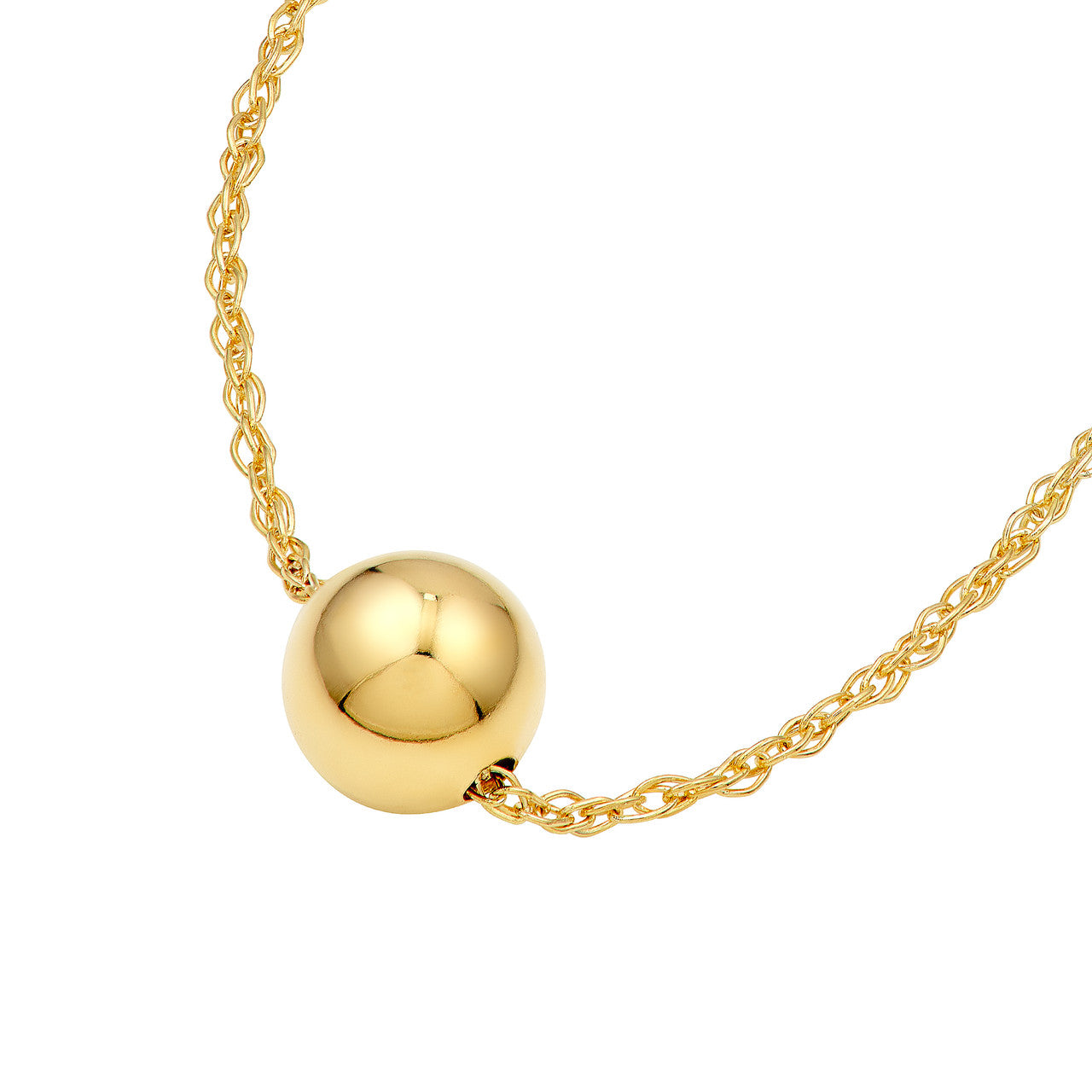 14K Yellow Gold Mini Puffy Bead Charm Necklace - Replica Handbags