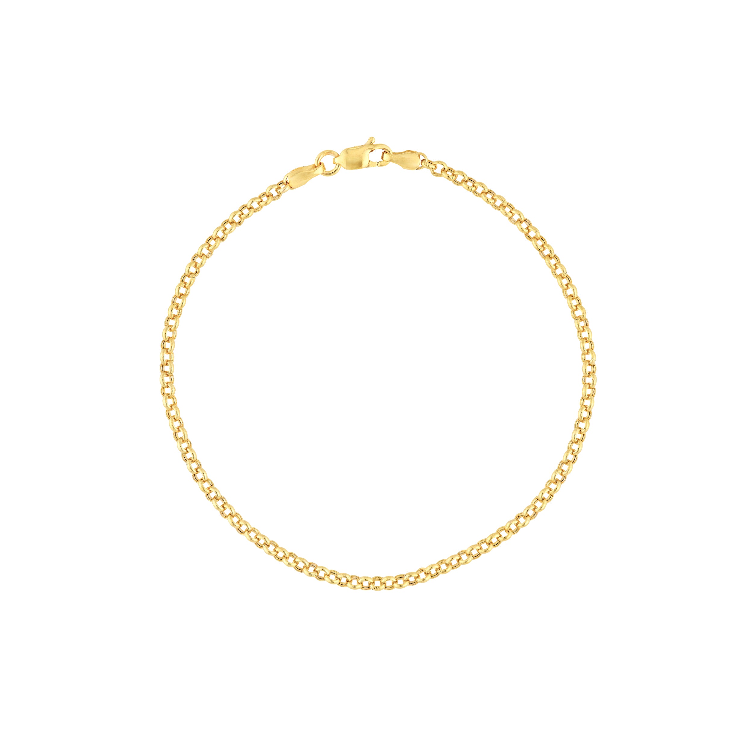 14K Yellow Gold 2.5mm Hollow Rolo Chain Bracelet -  Replica Handbags 