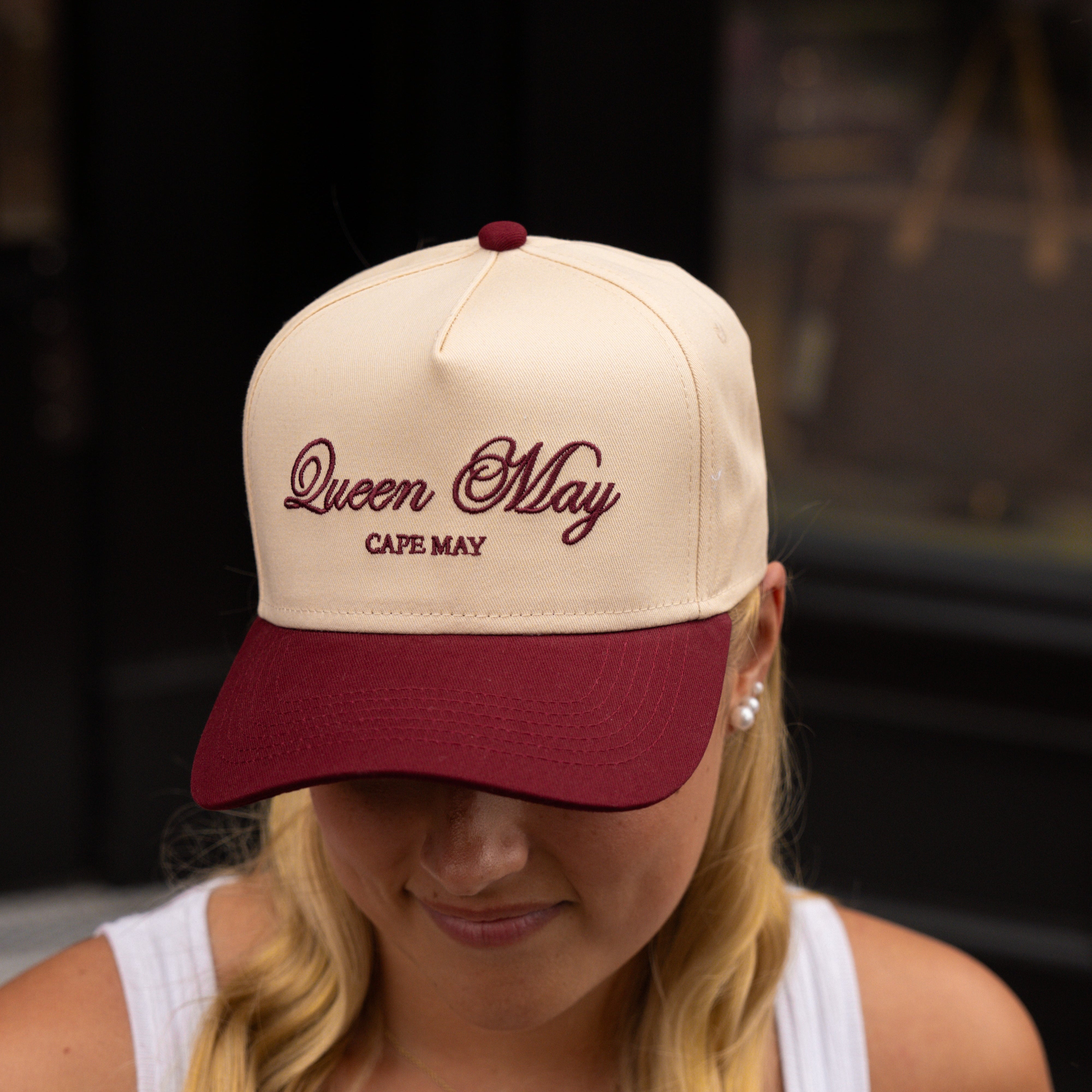  Replica Handbags  Embroidered Hat Burgundy and Cream -  Replica Handbags 