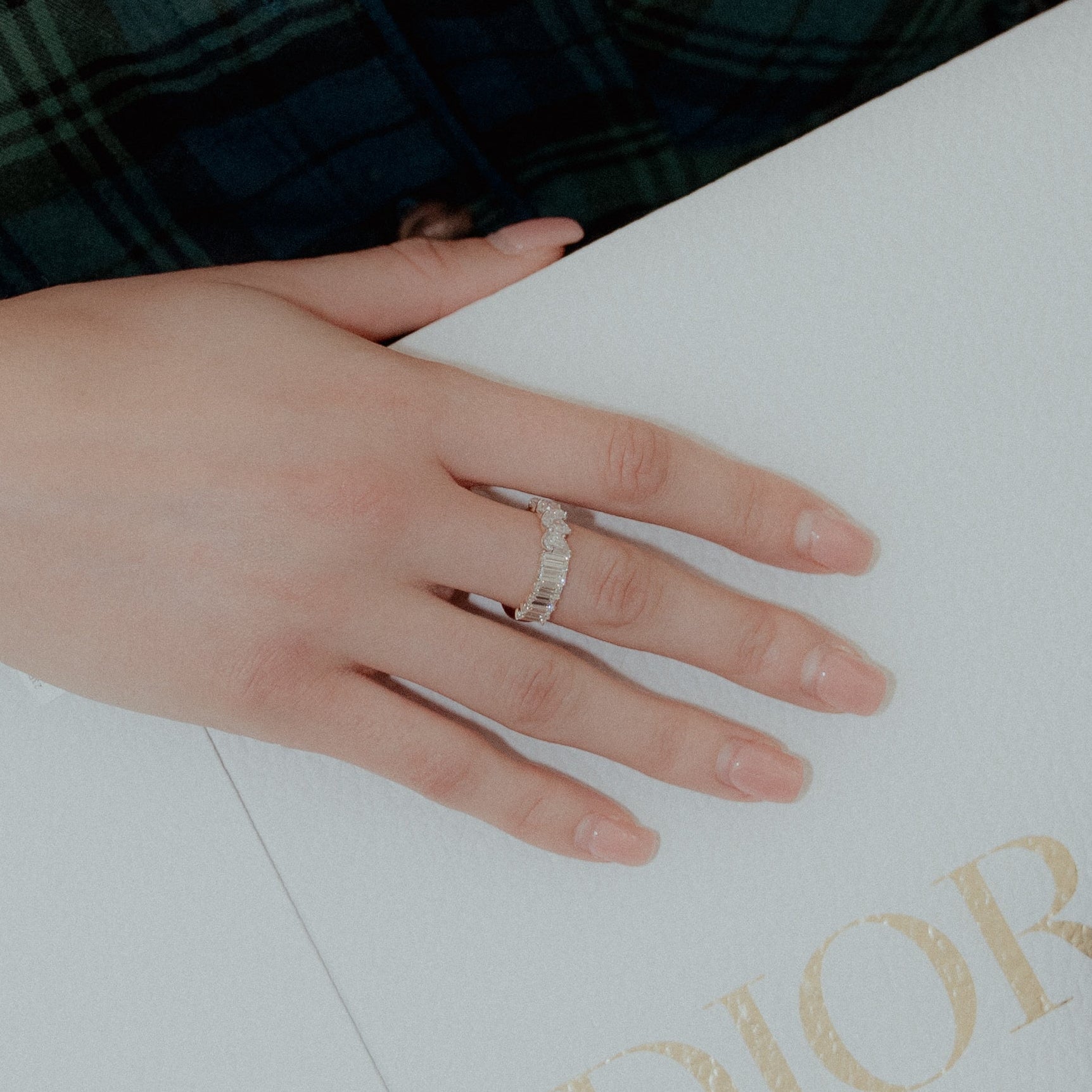 14K Yellow Gold 2.4 Carat Baguette and Pear Cut Diamond Half Band - Replica Handbags