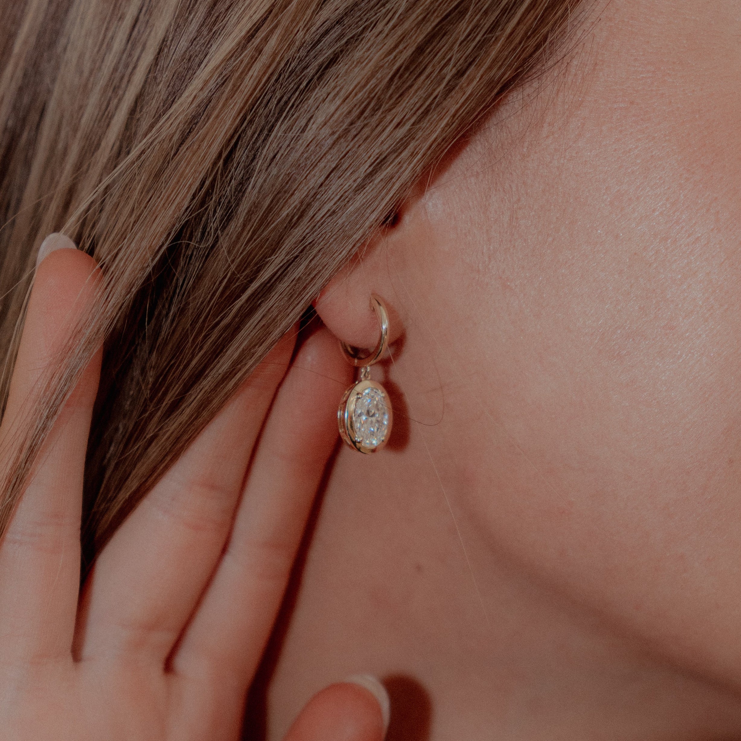 Lab Grown 3 Carat Diamond Oval Drop Earrings - Replica Handbags