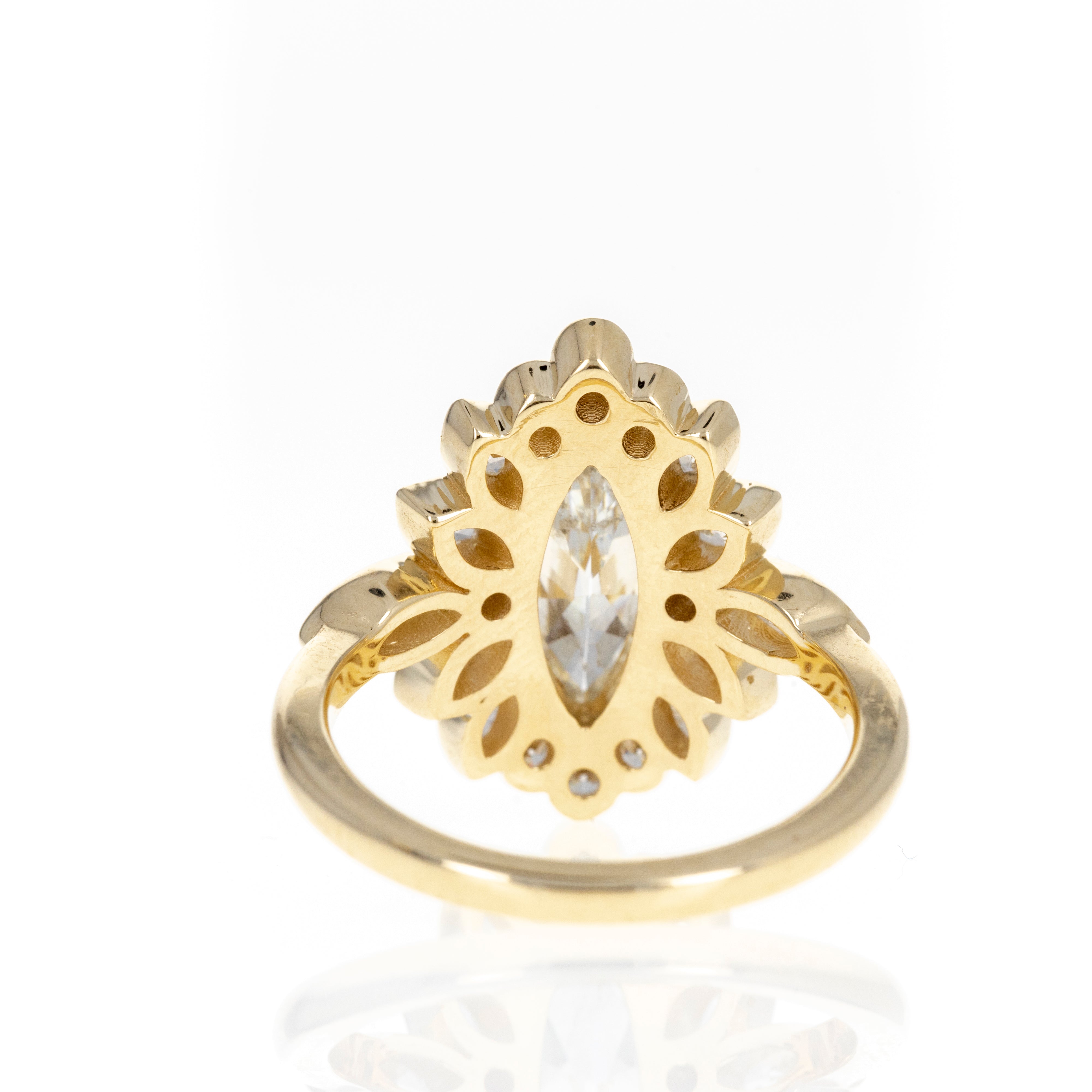 14K Yellow Gold 1.15 Carat Marquise Diamond Bezel Cluster Ring -  Replica Handbags 