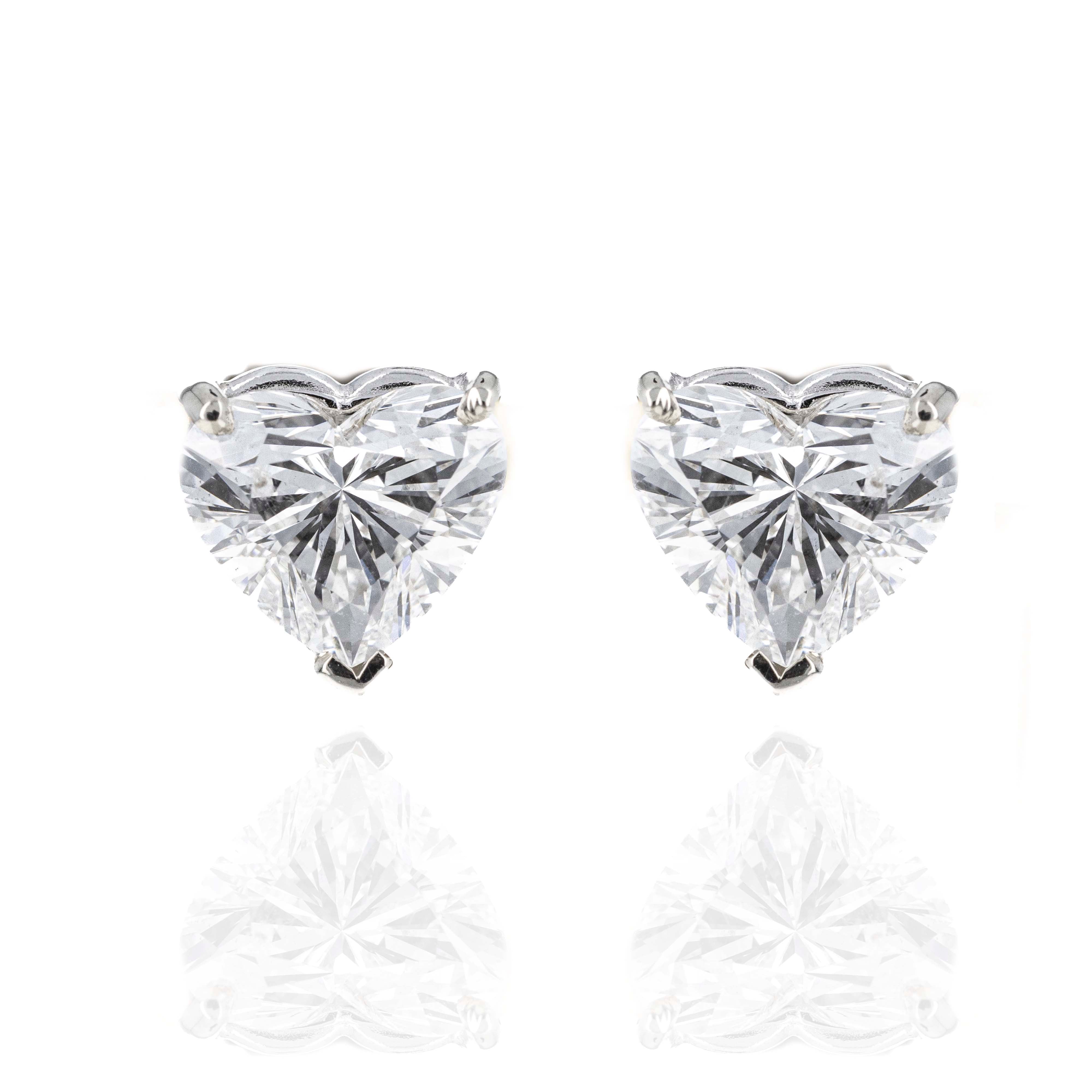 14K White Gold 4.08 Carat Lab Grown Heart Diamond 3 Prong Martini Studs IGI Certified - Replica Handbags