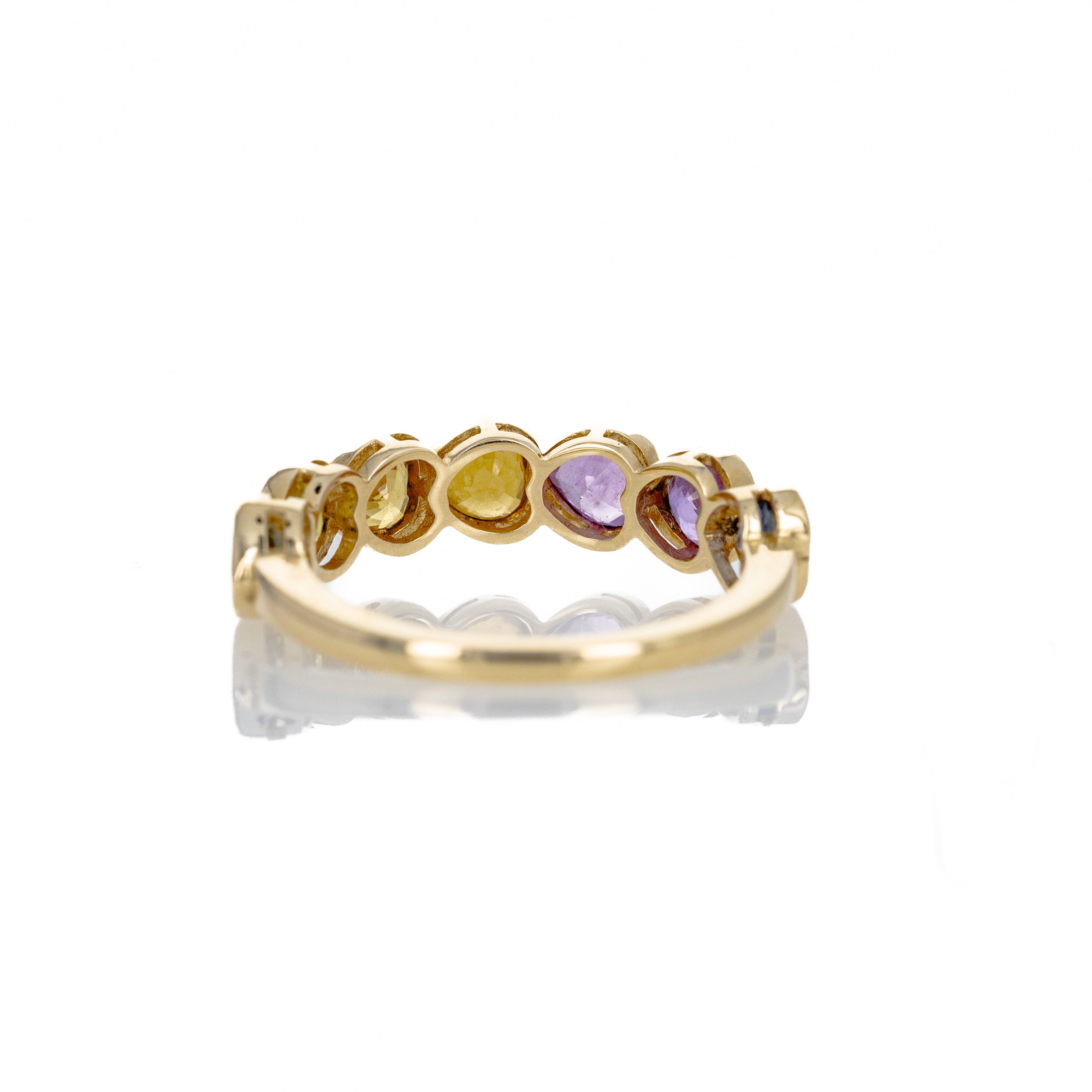 14K Yellow Gold 2.16 Carat Heart Shape Multi-Color Sapphire Band -  Replica Handbags 