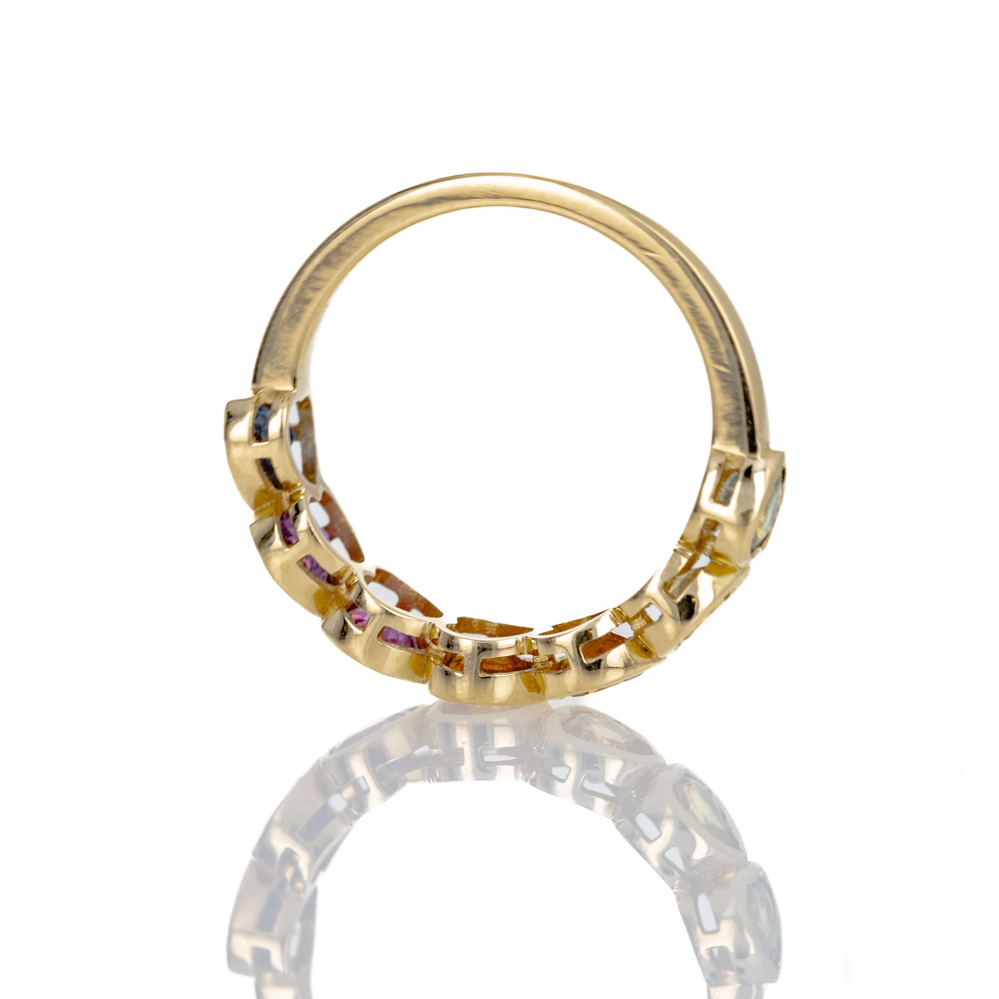 14K Yellow Gold 2.16 Carat Heart Shape Multi-Color Sapphire Band -  Replica Handbags 