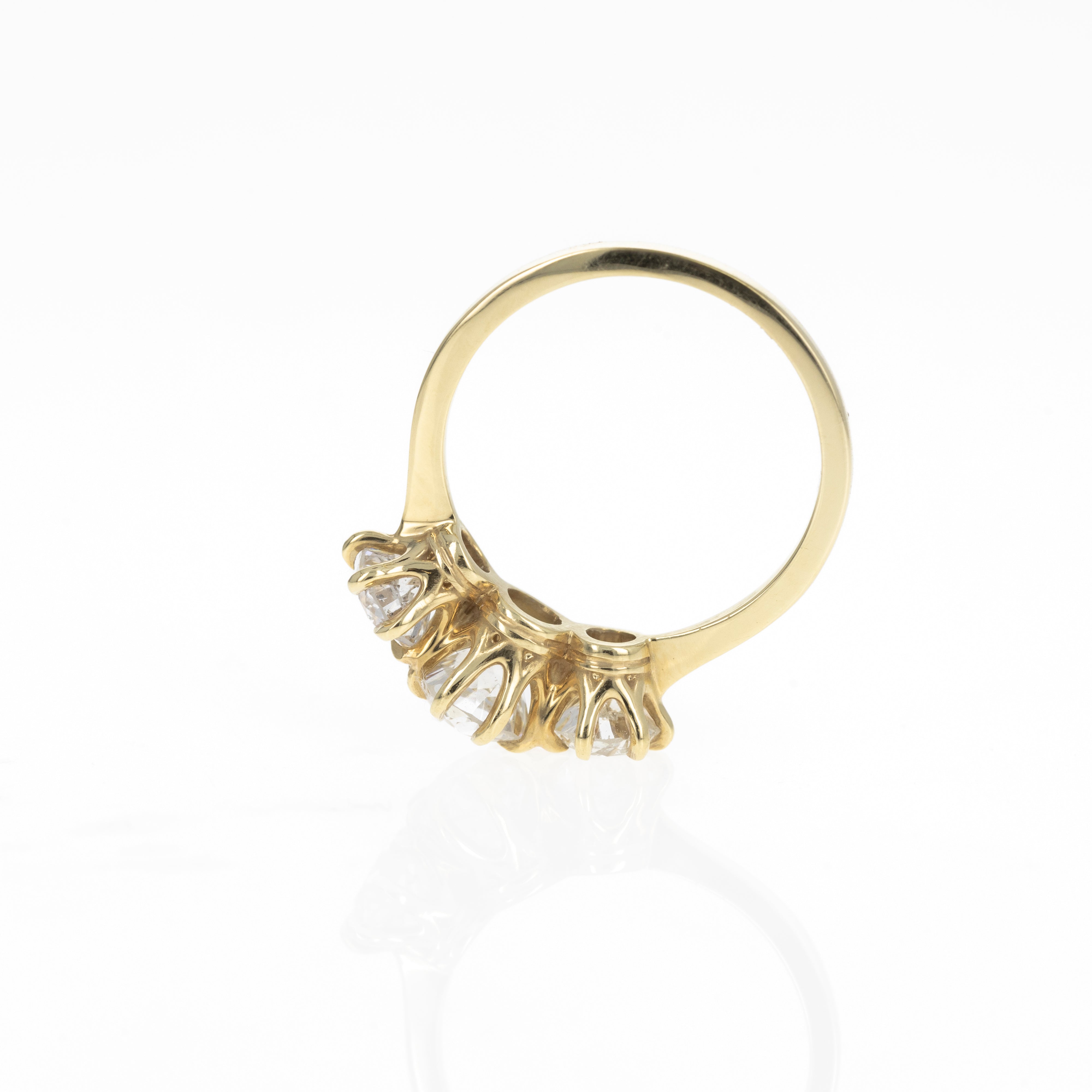 18K Yellow Gold 1.09 Carat Old European Diamond Three Stone Engagement Ring -  Replica Handbags 