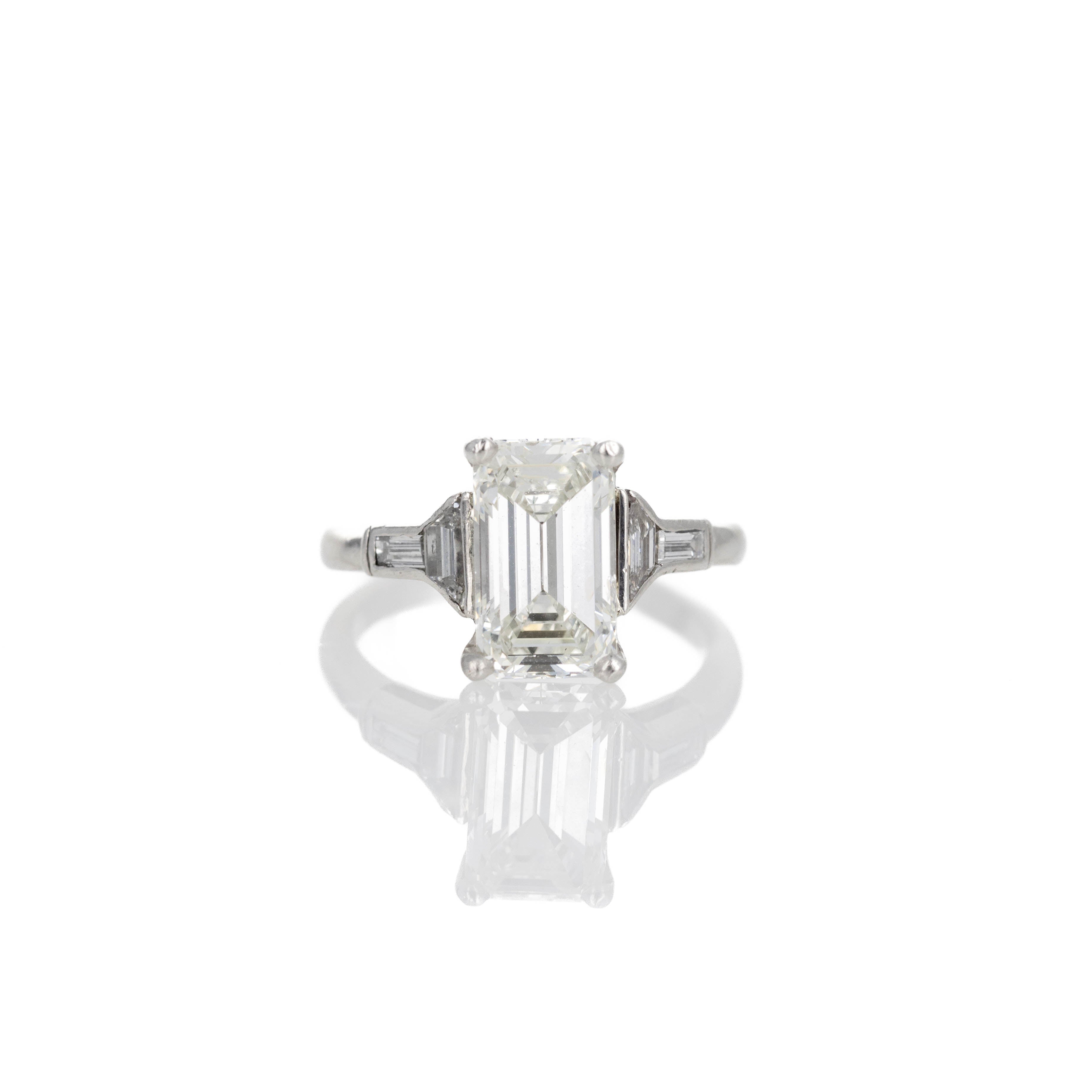 Platinum 2.80 Carat Emerald Cut Diamond Engagement Ring - Replica Handbags