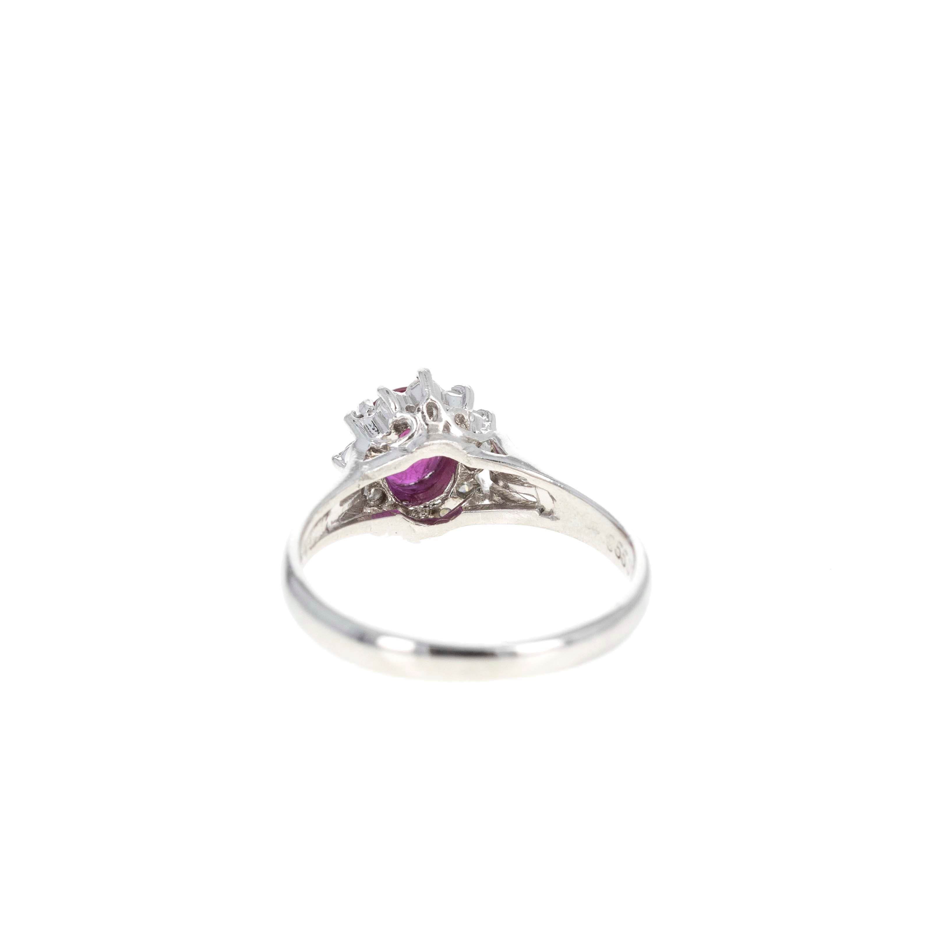 Platinum 0.55 Carat Oval Ruby Diamond Halo Ring -  Replica Handbags 