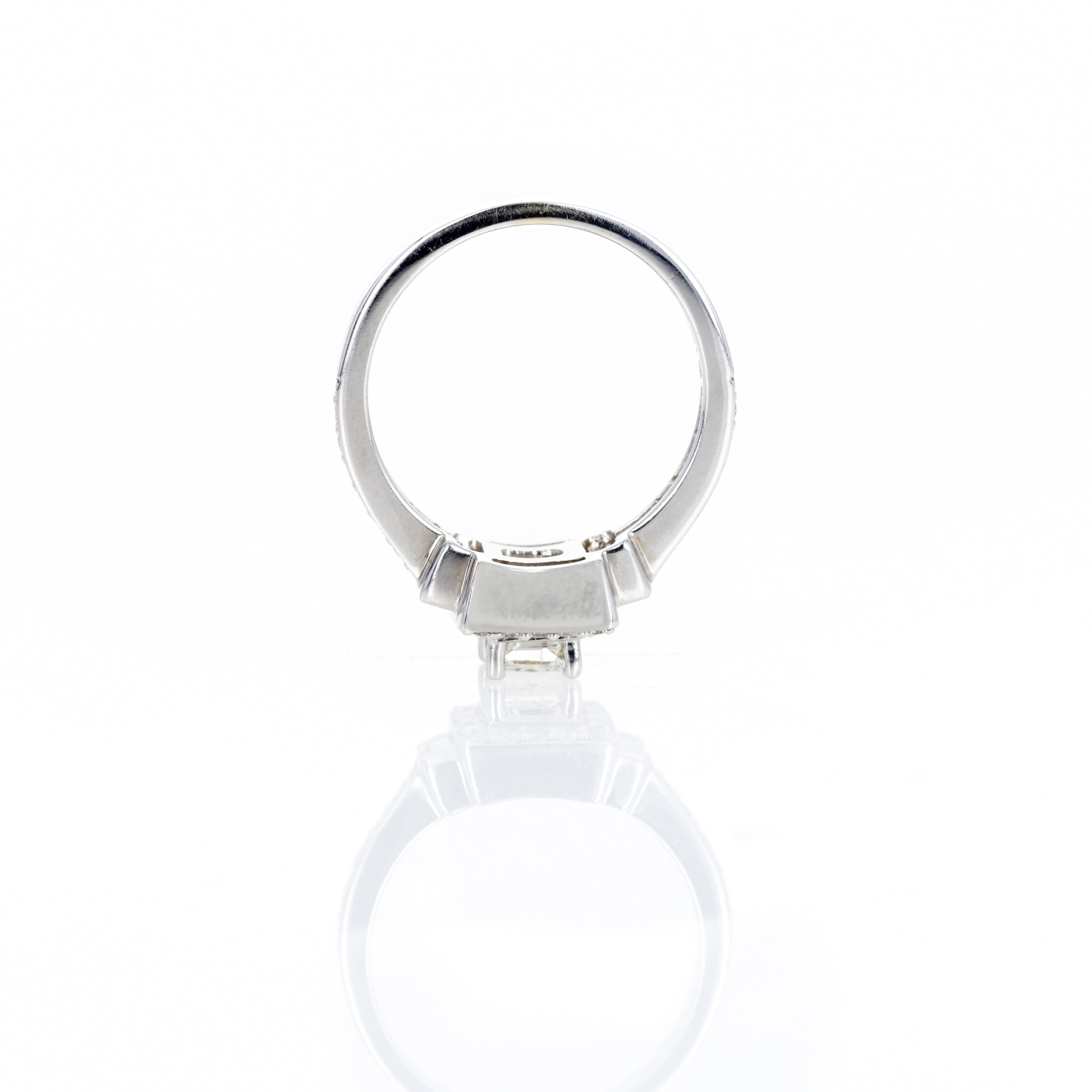 14K White Gold 0.40 Carat Princess Diamond Halo Engagement Ring - Replica Handbags