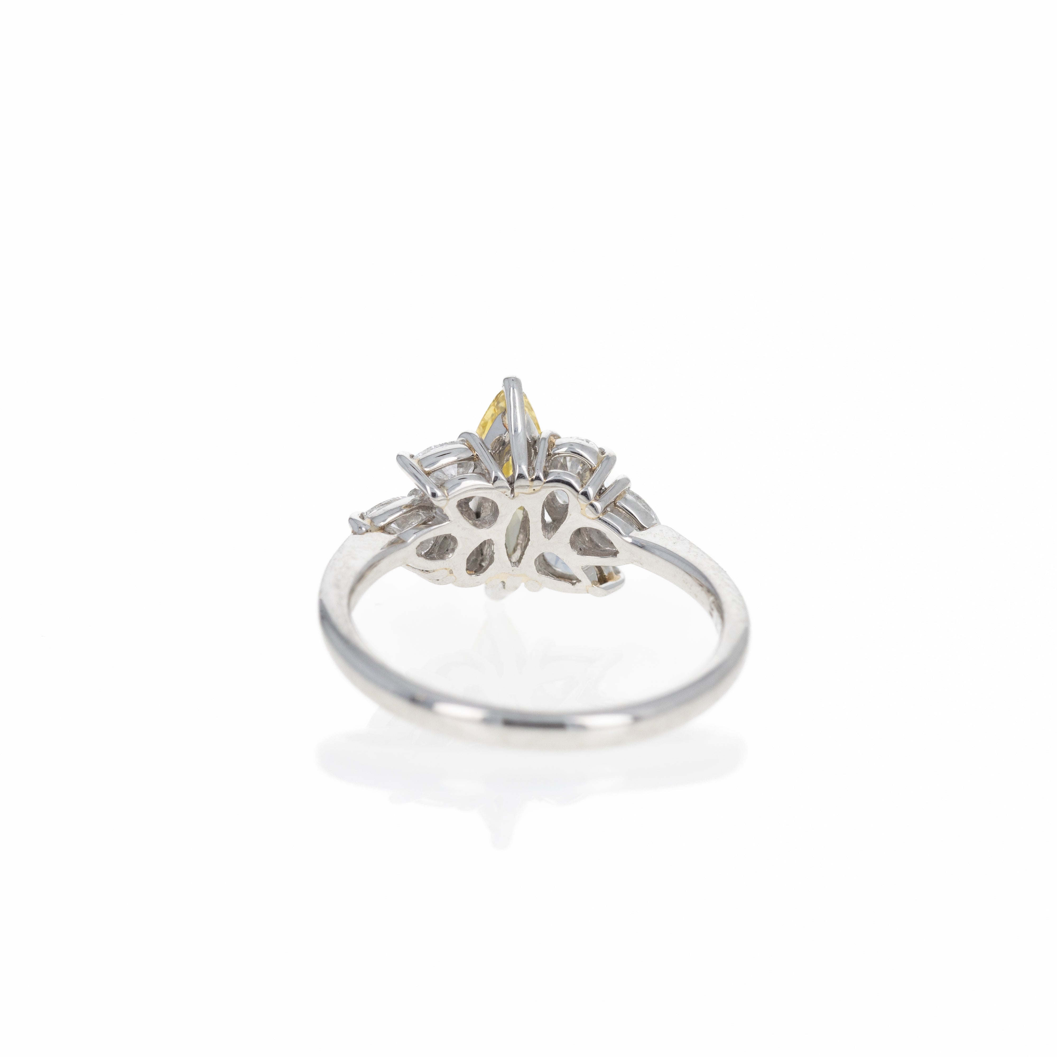 Platinum 0.74 Carat Fancy Intense Yellow Marquise Diamond Engagement Ring -  Replica Handbags 