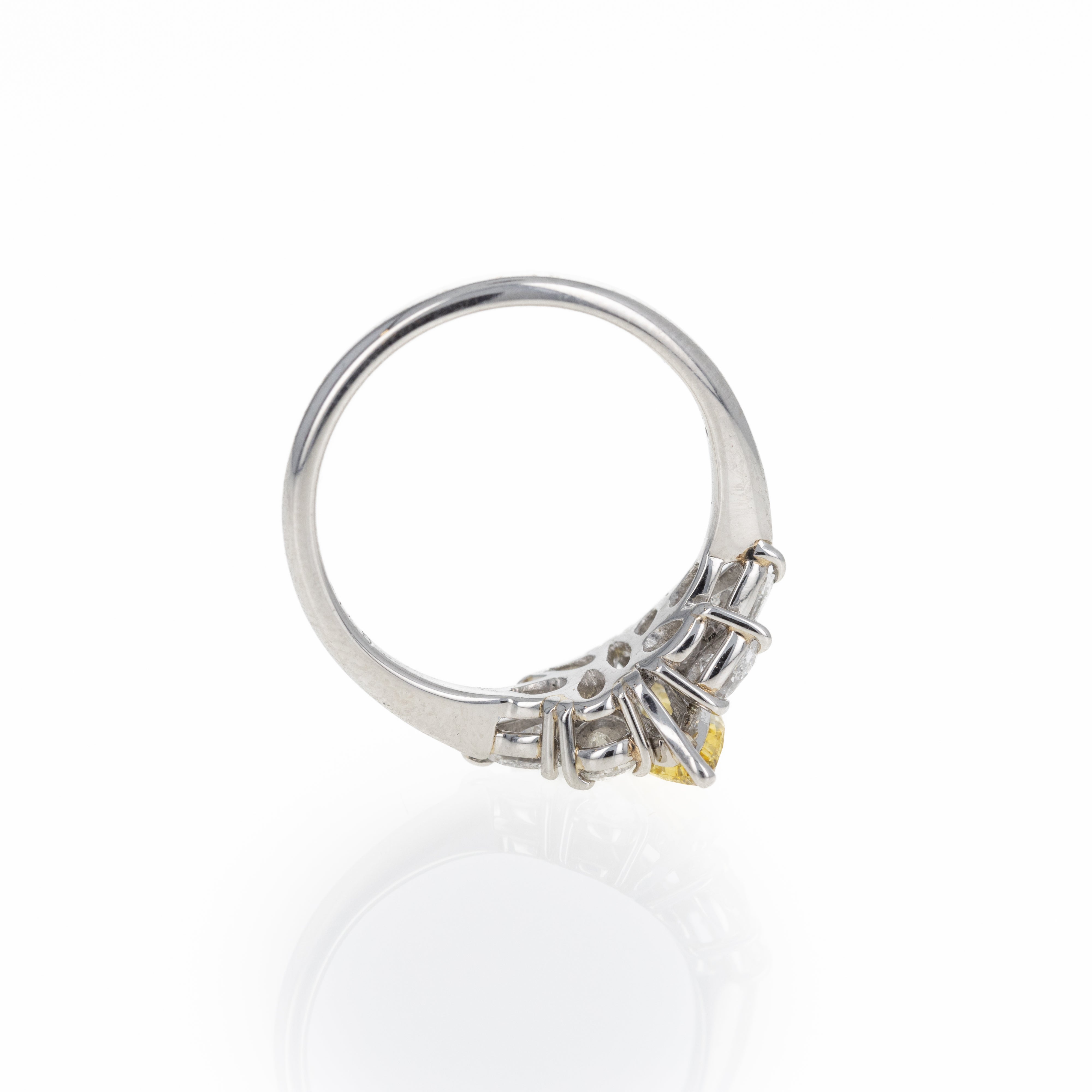 Platinum 0.74 Carat Fancy Intense Yellow Marquise Diamond Engagement Ring -  Replica Handbags 