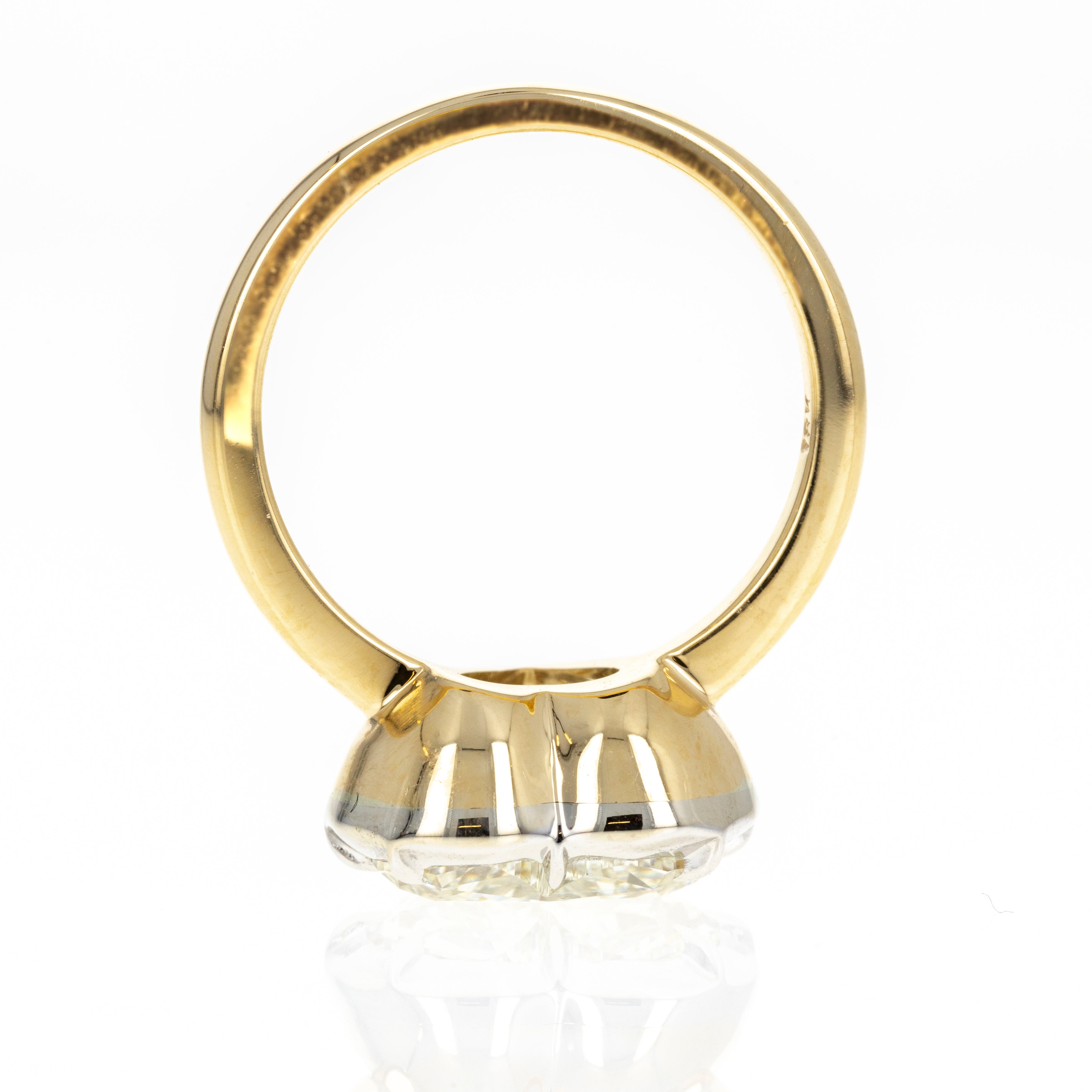 18K Yellow Gold and Platinum 4.14 Carat Heart Diamond Bezel Engagement Ring -  Replica Handbags 