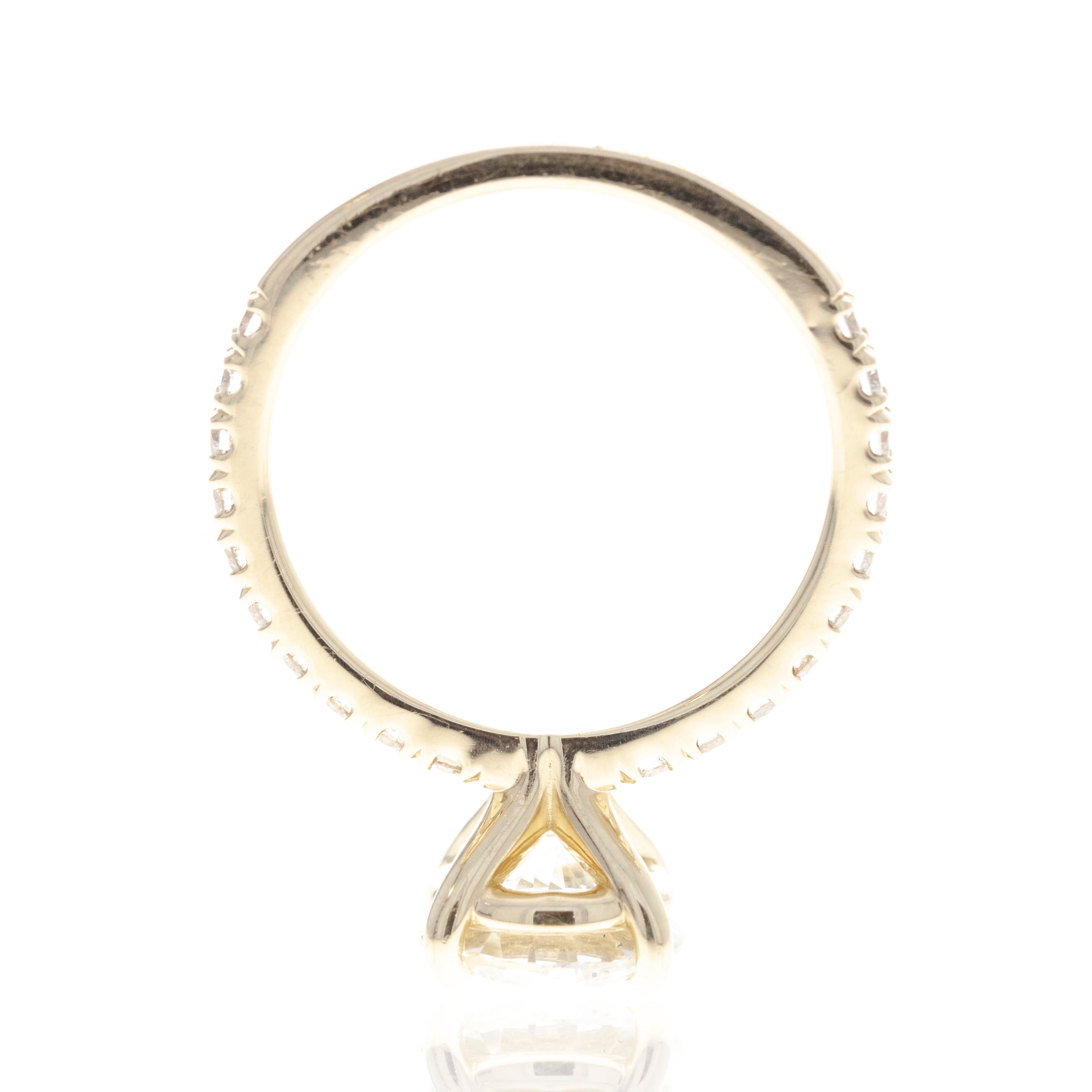 14K Yellow Gold 2.10 Carat Round Diamond Engagement Ring -  Replica Handbags 