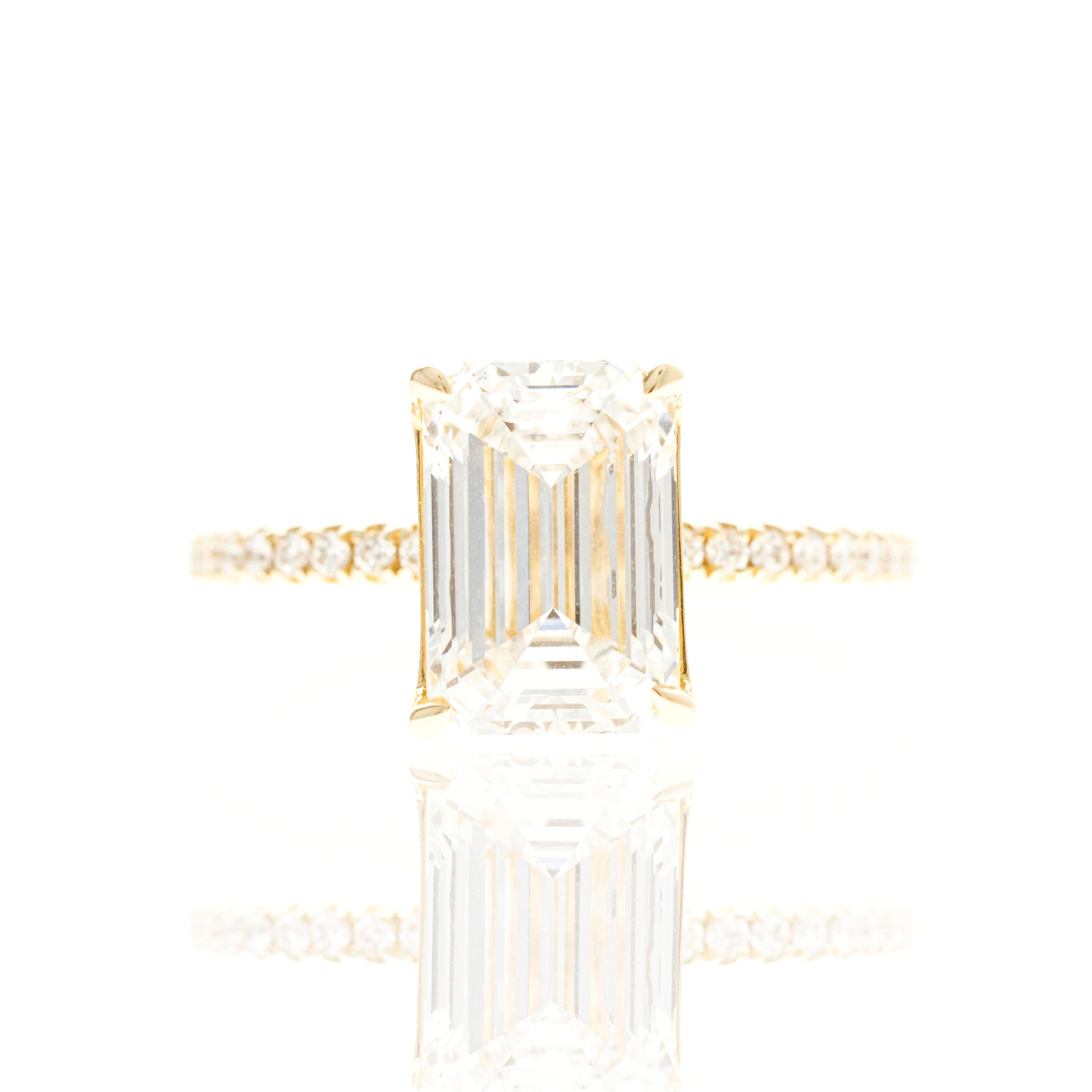 Lab Grown 3 Carat Emerald Diamond Accented Engagement Ring -  Replica Handbags 