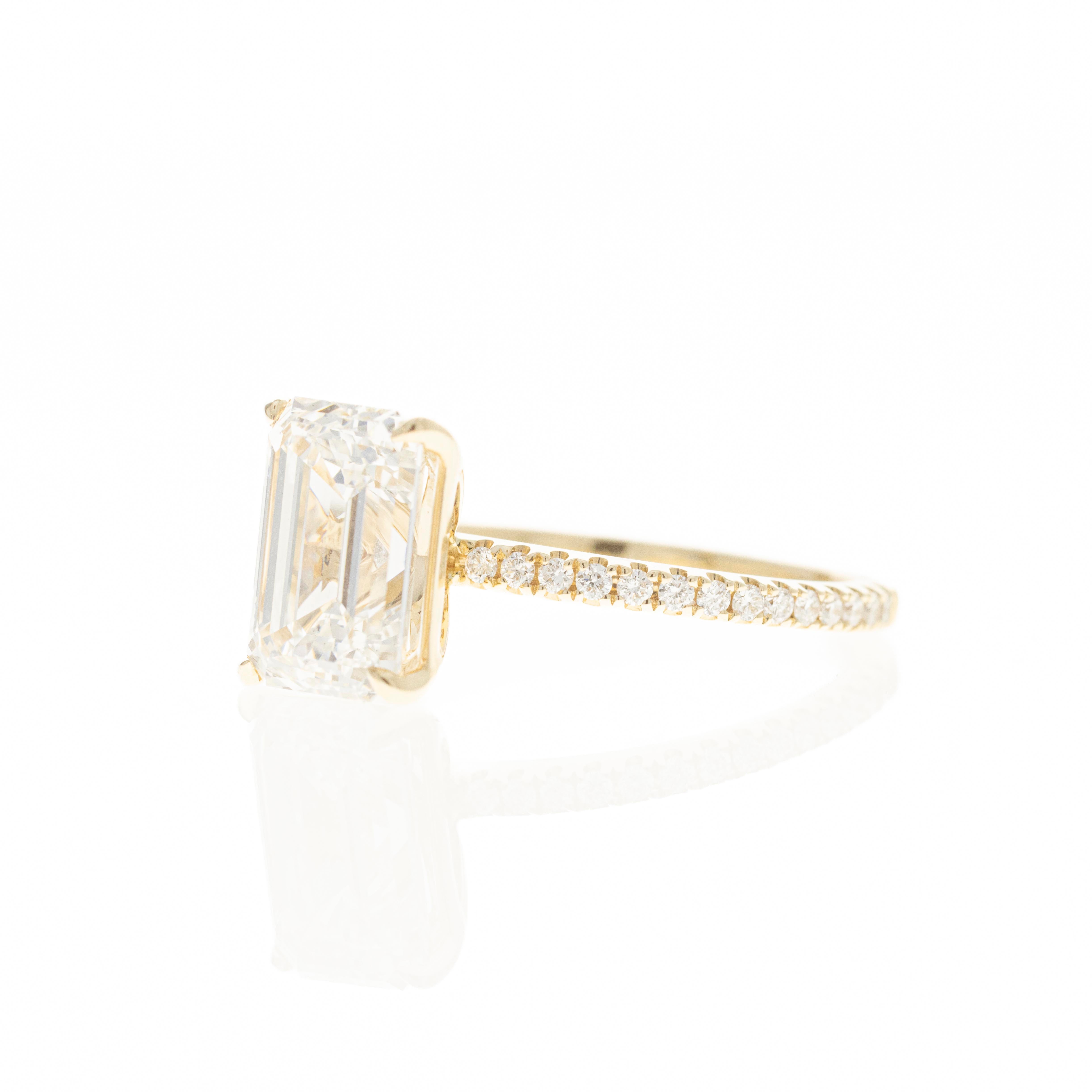 Lab Grown 3 Carat Emerald Diamond Accented Engagement Ring - Replica Handbags