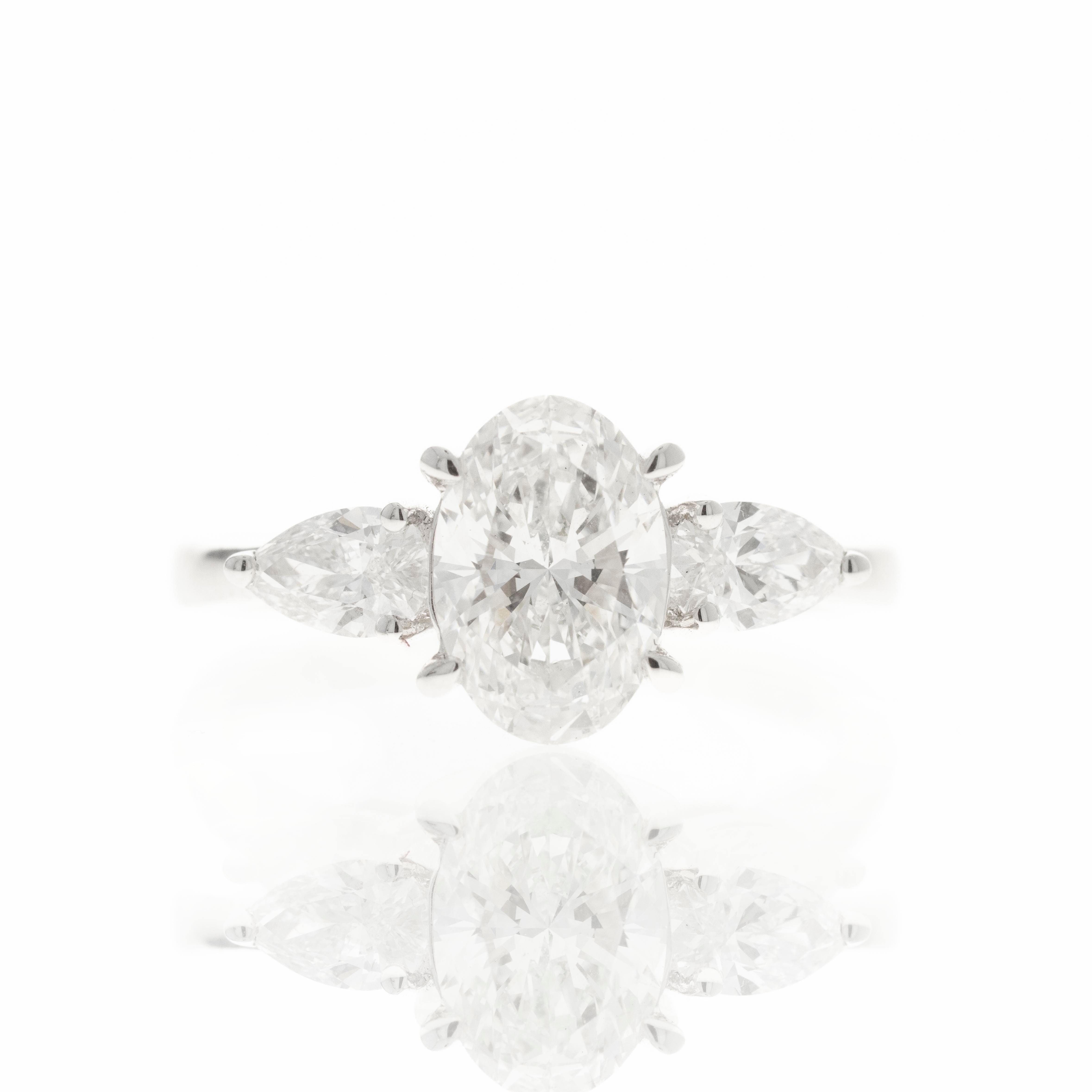 Lab Grown 1.5 Carat Oval Diamond Pear Three Stone Engagement Ring - Replica Handbags