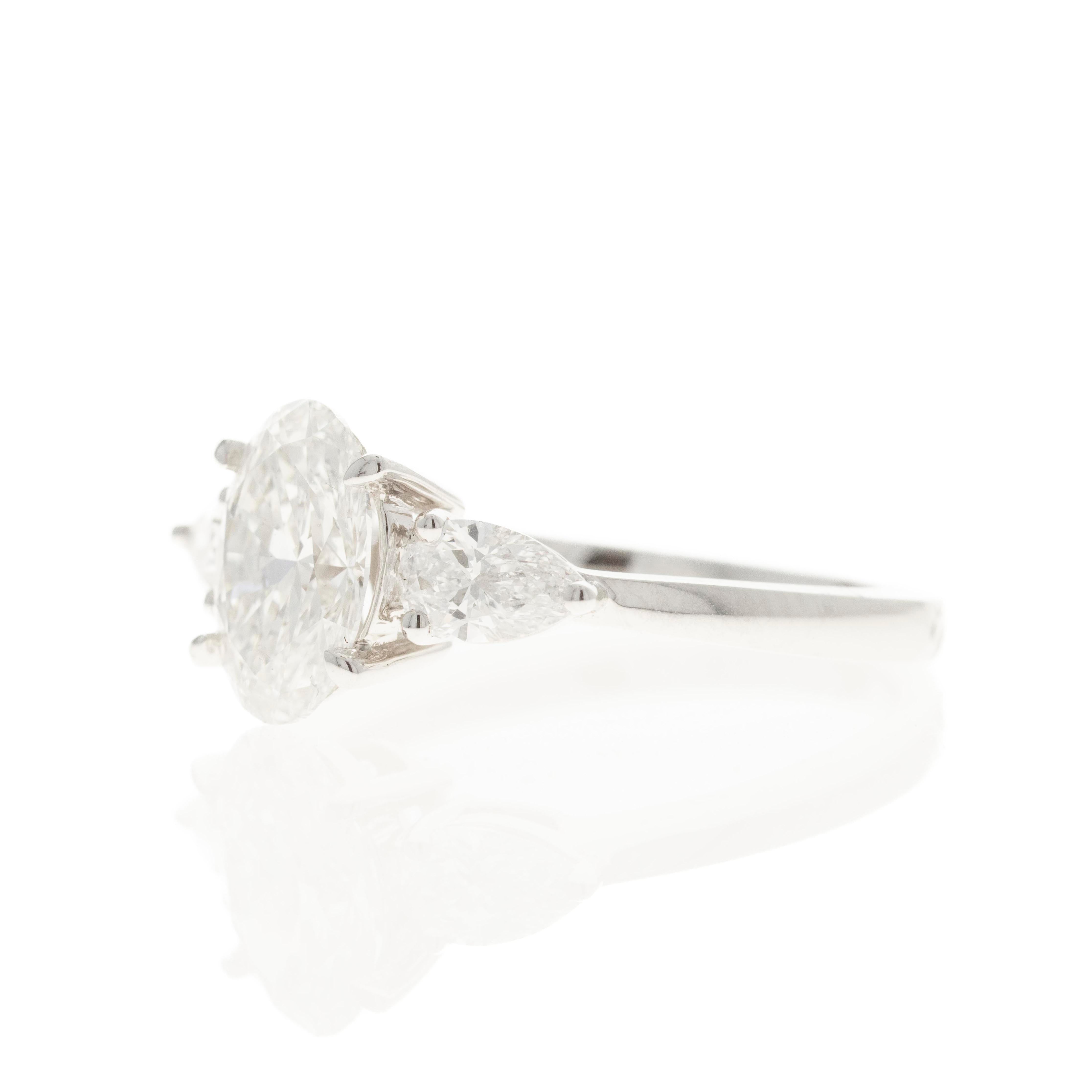 Lab Grown 1.5 Carat Oval Diamond Pear Three Stone Engagement Ring -  Replica Handbags 