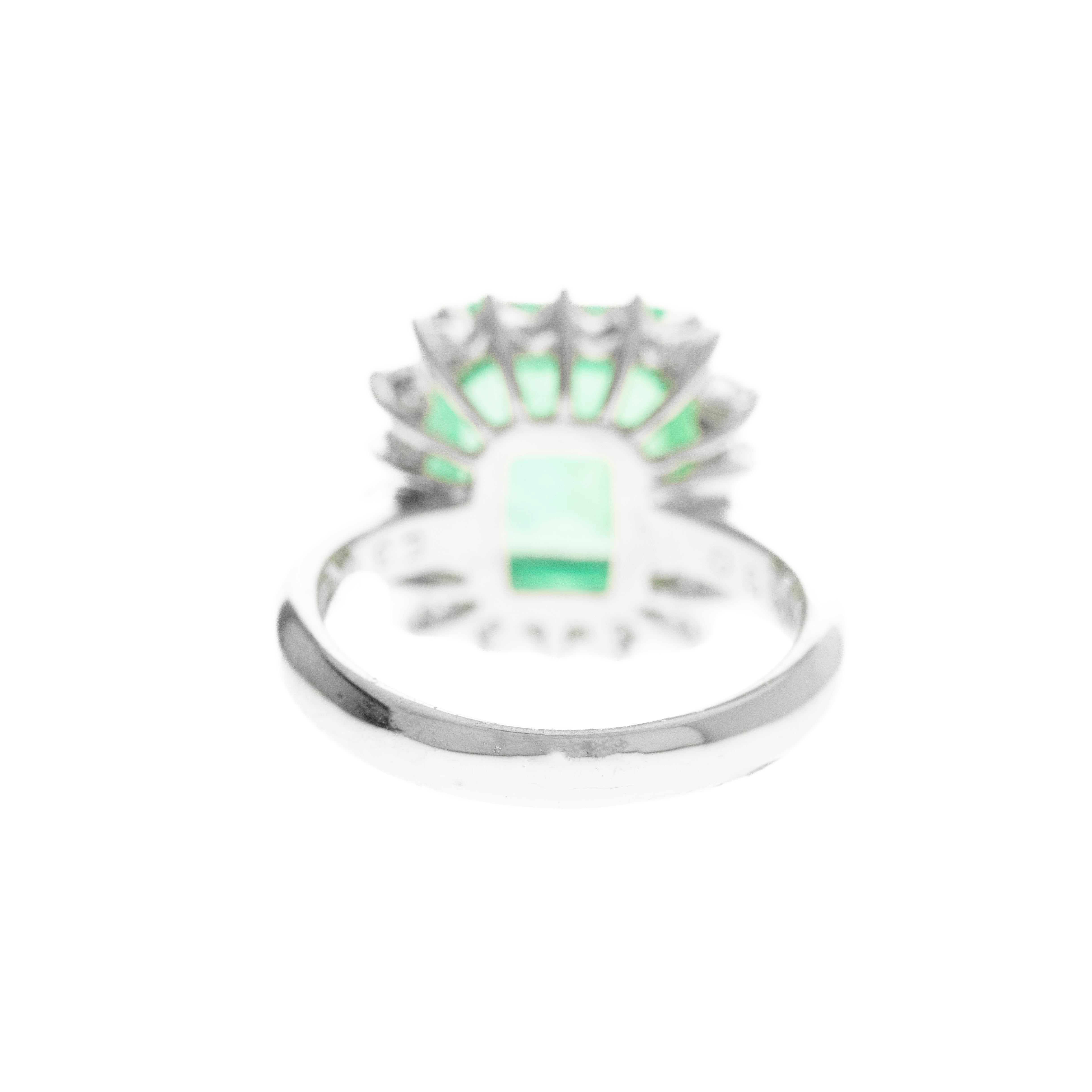 Platinum 3.74 Carat Columbian Emerald Diamond Halo Ring -  Replica Handbags 