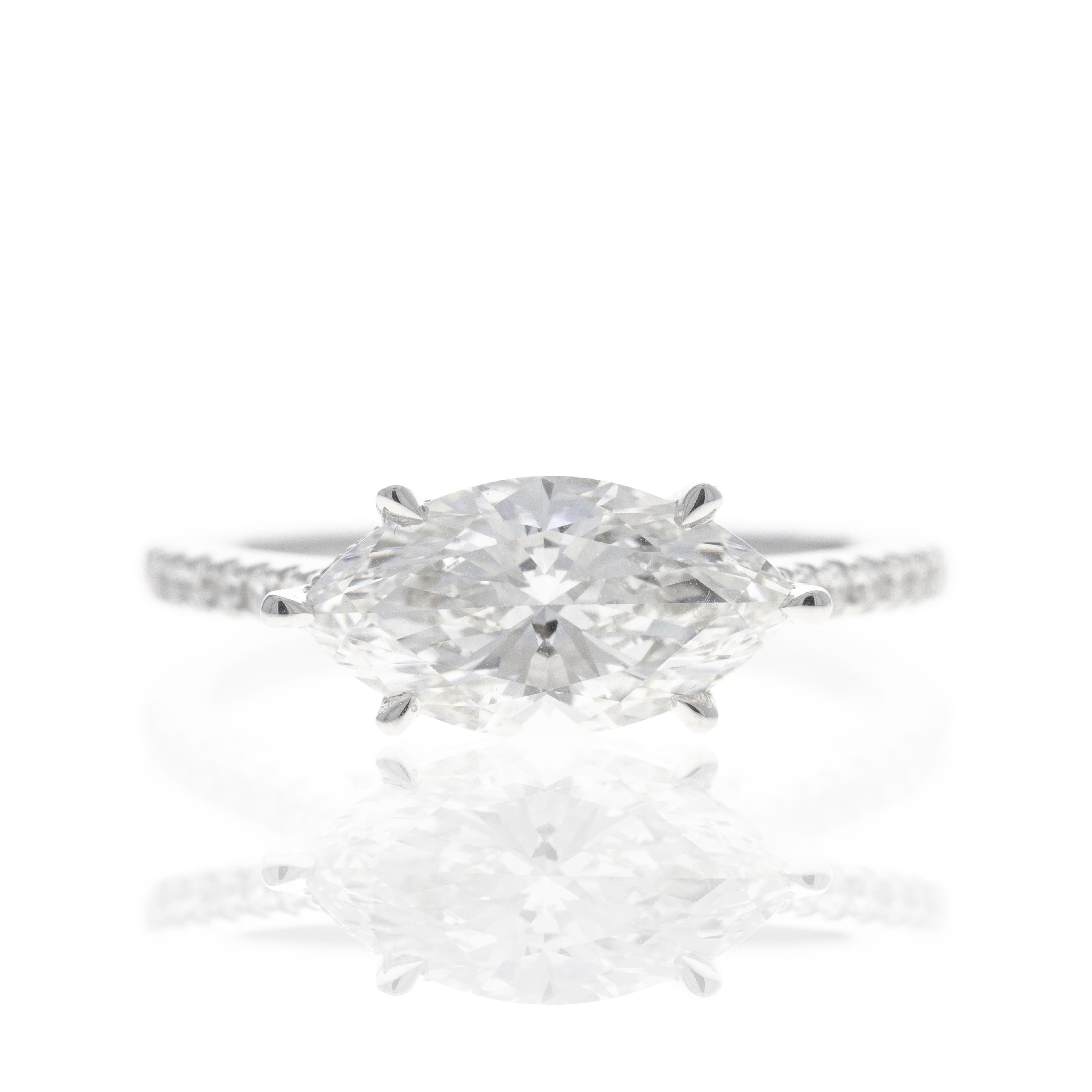 Lab Grown 2 Carat Marquise Diamond East West Accented Engagement Ring -  Replica Handbags 