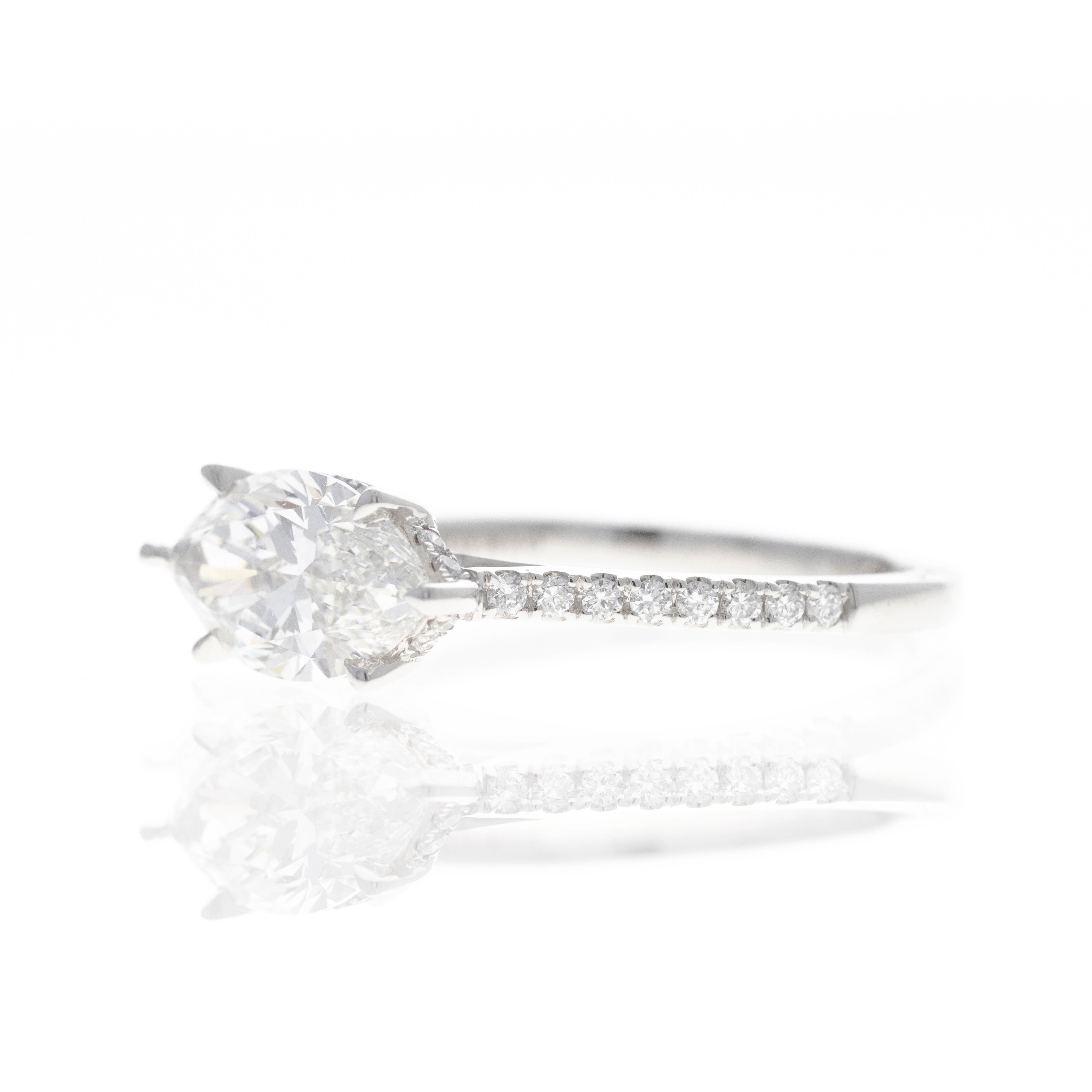 Lab Grown 2 Carat Marquise Diamond East West Accented Engagement Ring - Replica Handbags