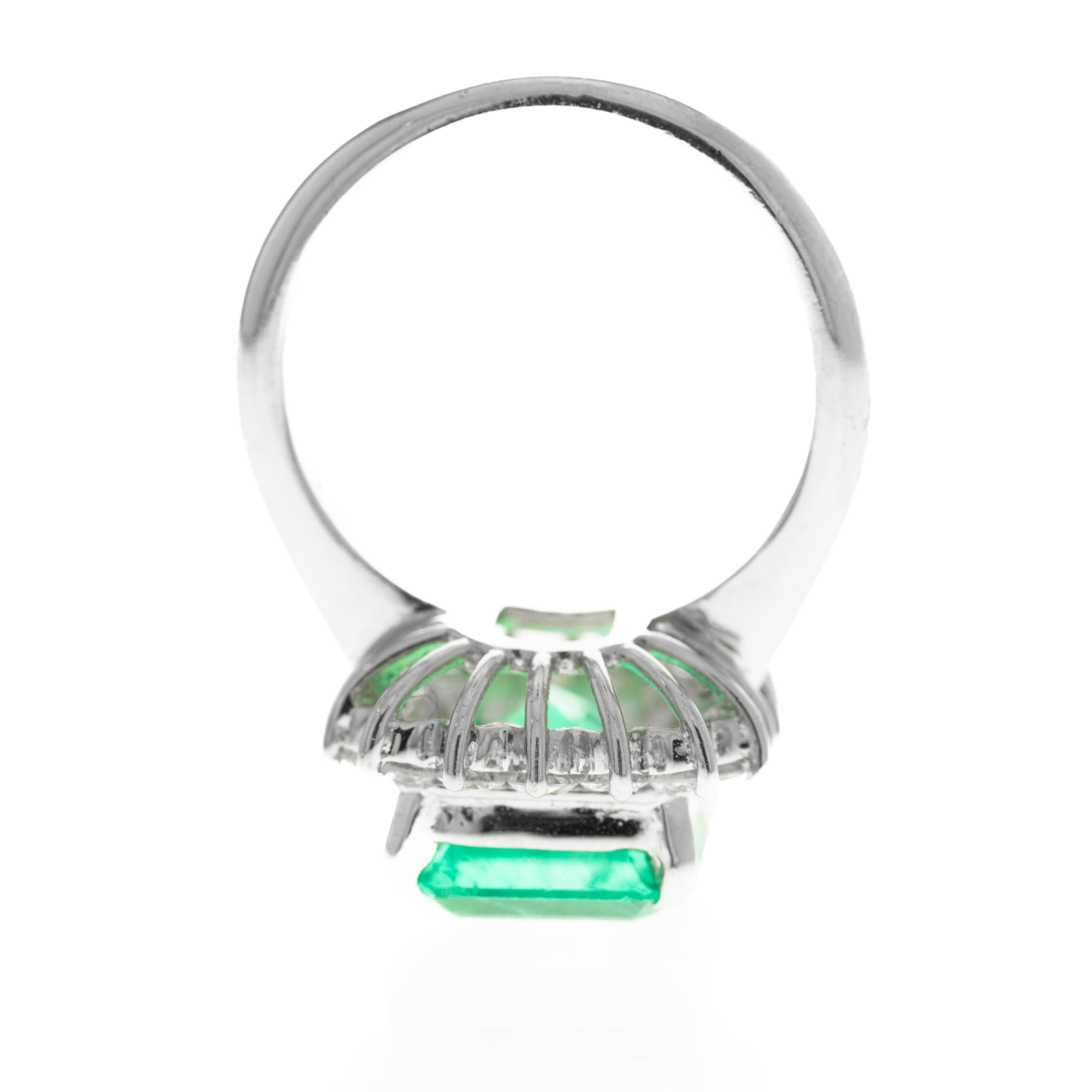 Platinum 3.74 Carat Columbian Emerald Diamond Halo Ring - Replica Handbags