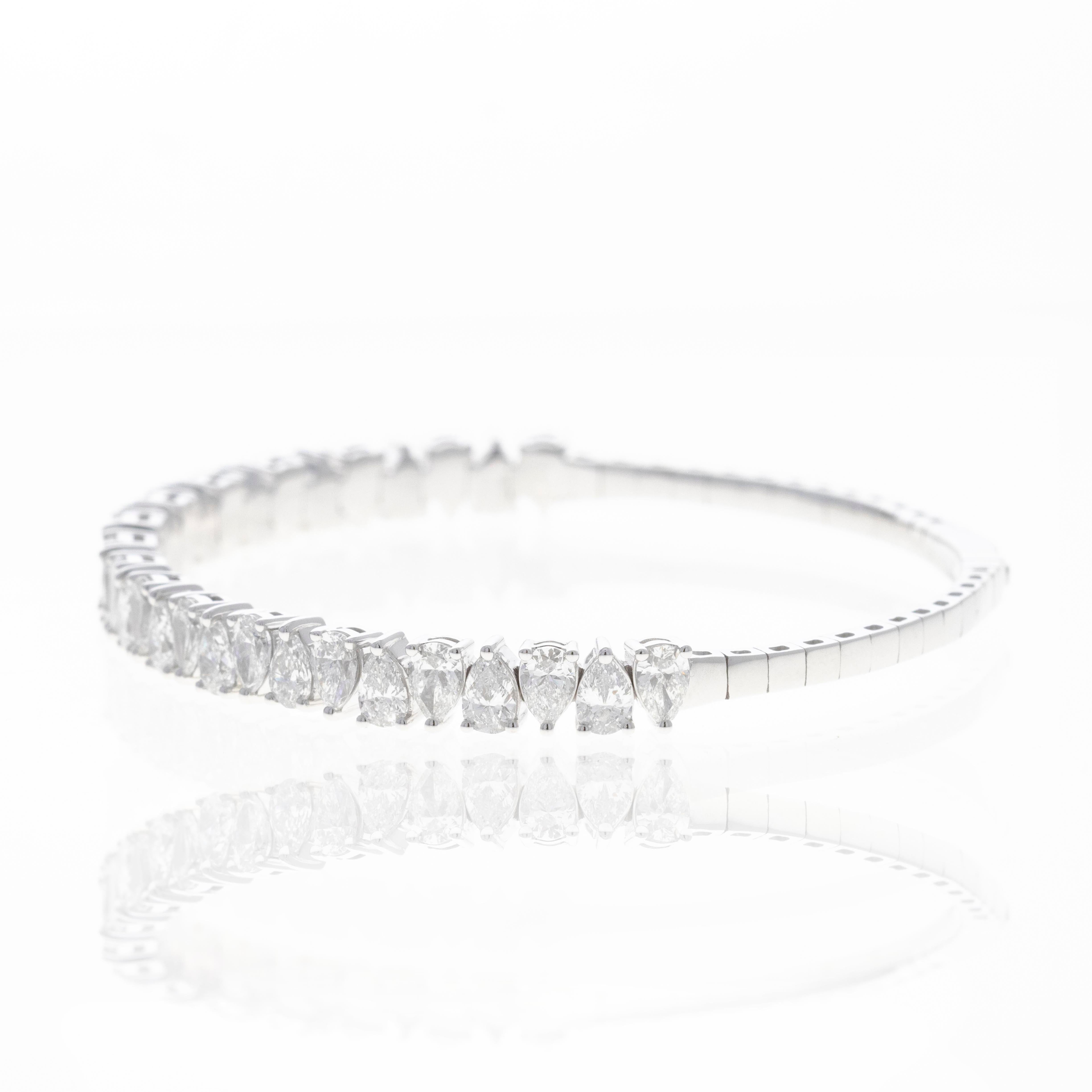 Lab Grown 6.4 Carat Pear Diamond Flexible Bangle -  Replica Handbags 