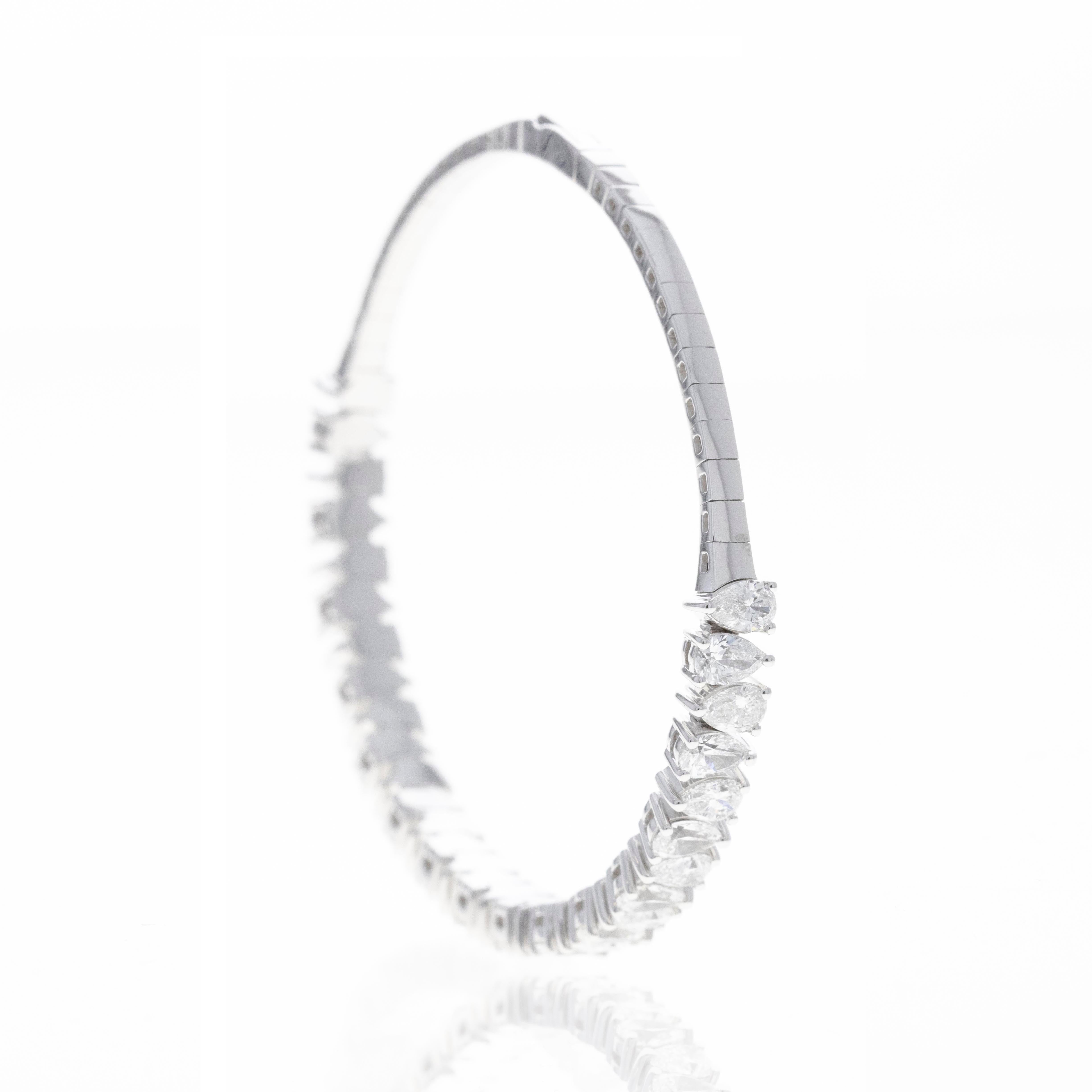 Lab Grown 6.4 Carat Pear Diamond Flexible Bangle -  Replica Handbags 