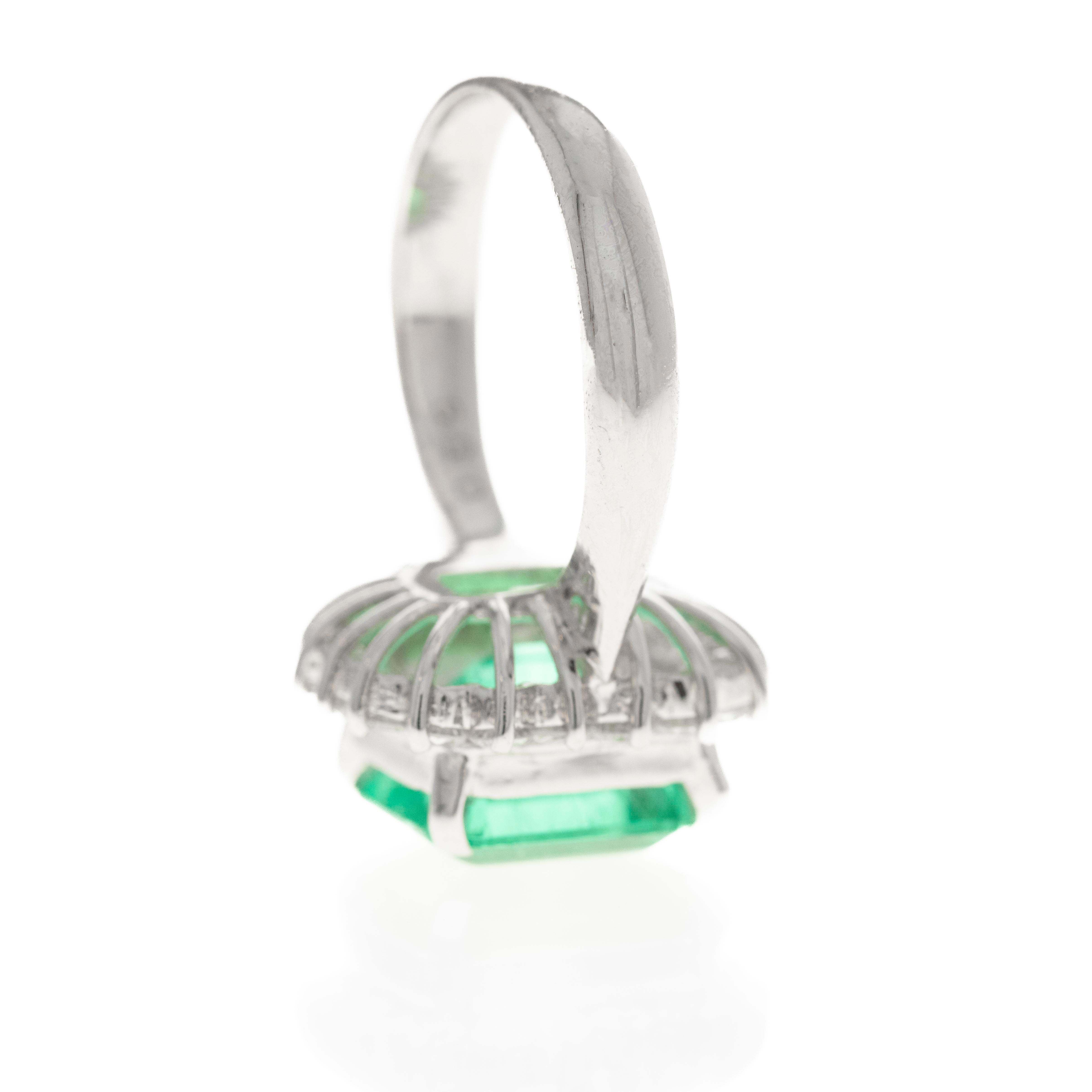 Platinum 3.74 Carat Columbian Emerald Diamond Halo Ring -  Replica Handbags 