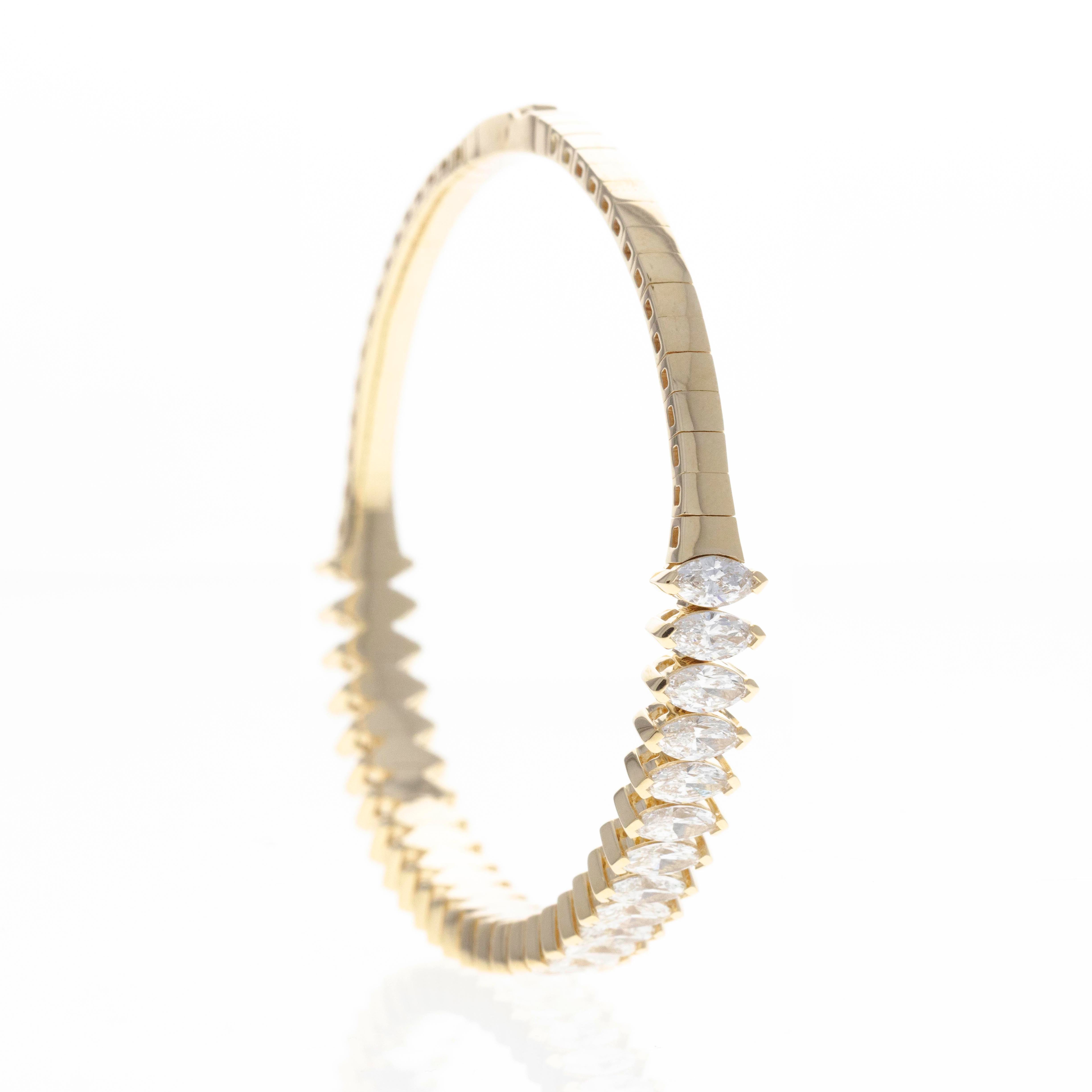 Lab Grown 5.9 Carat Marquise Diamond Flexible Bangle - Replica Handbags