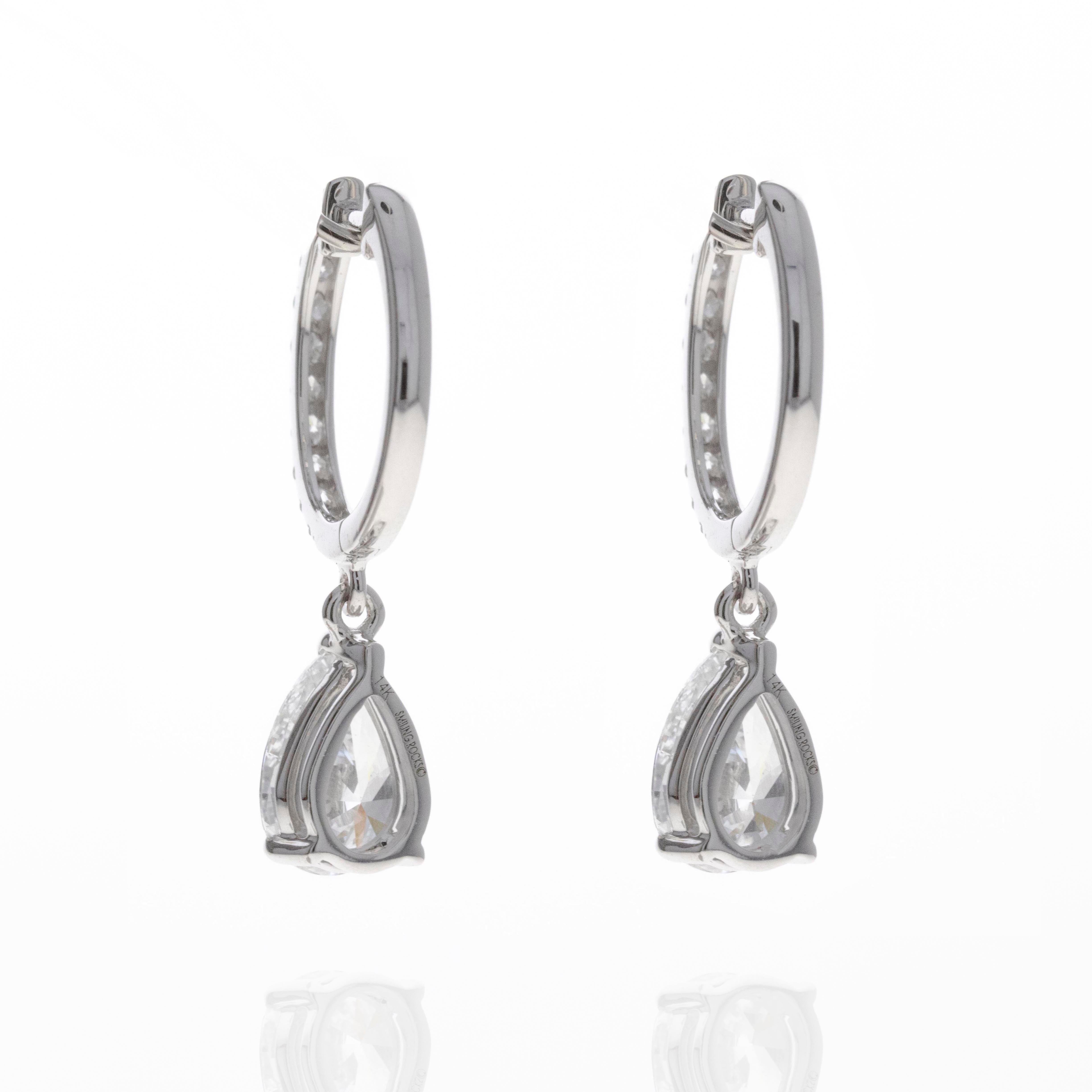 Lab Grown 2.43 Carat Pear Diamond Hoop Drop Earrings - Replica Handbags