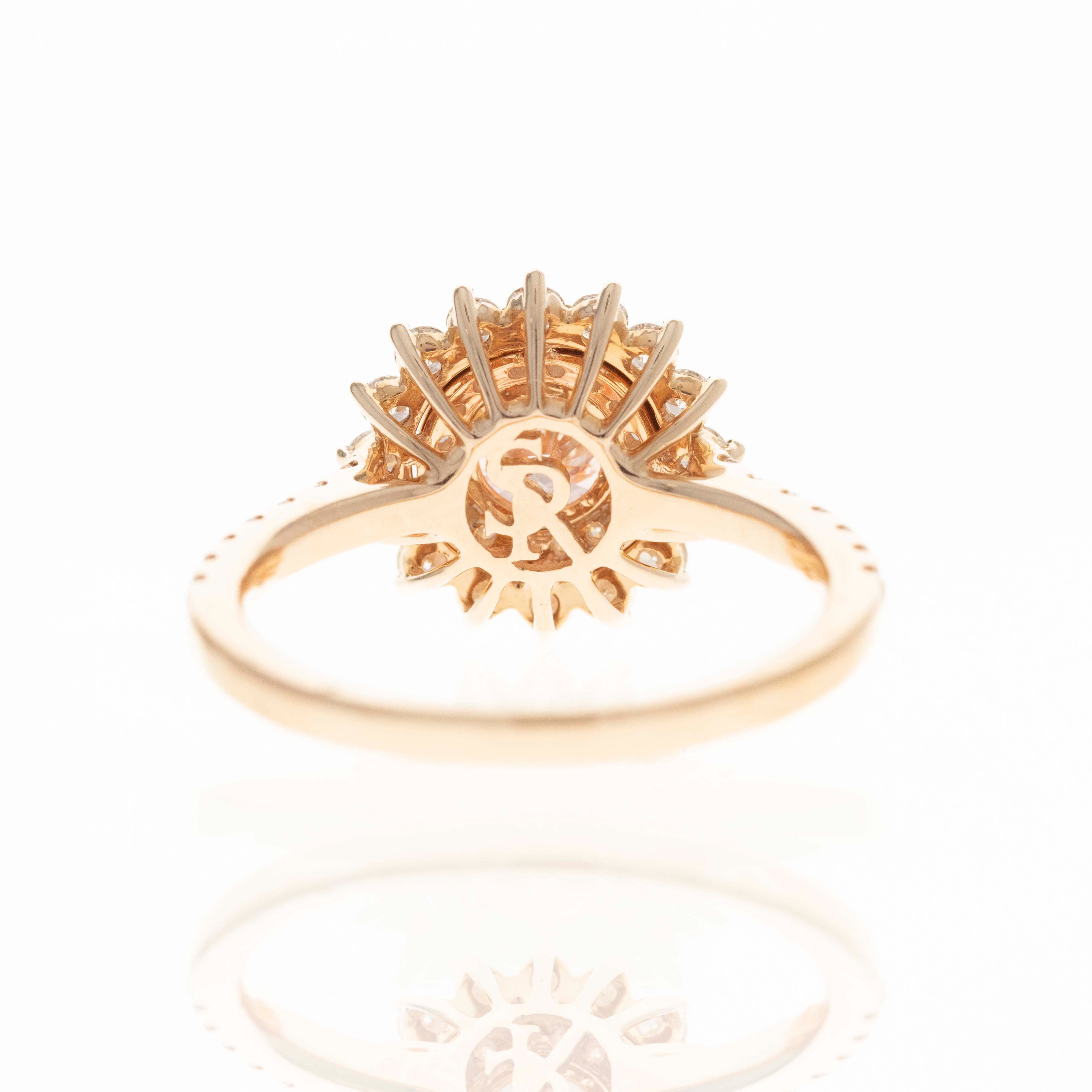 Lab Grown Round Pink Diamond Floral Halo Engagement Ring -  Replica Handbags 