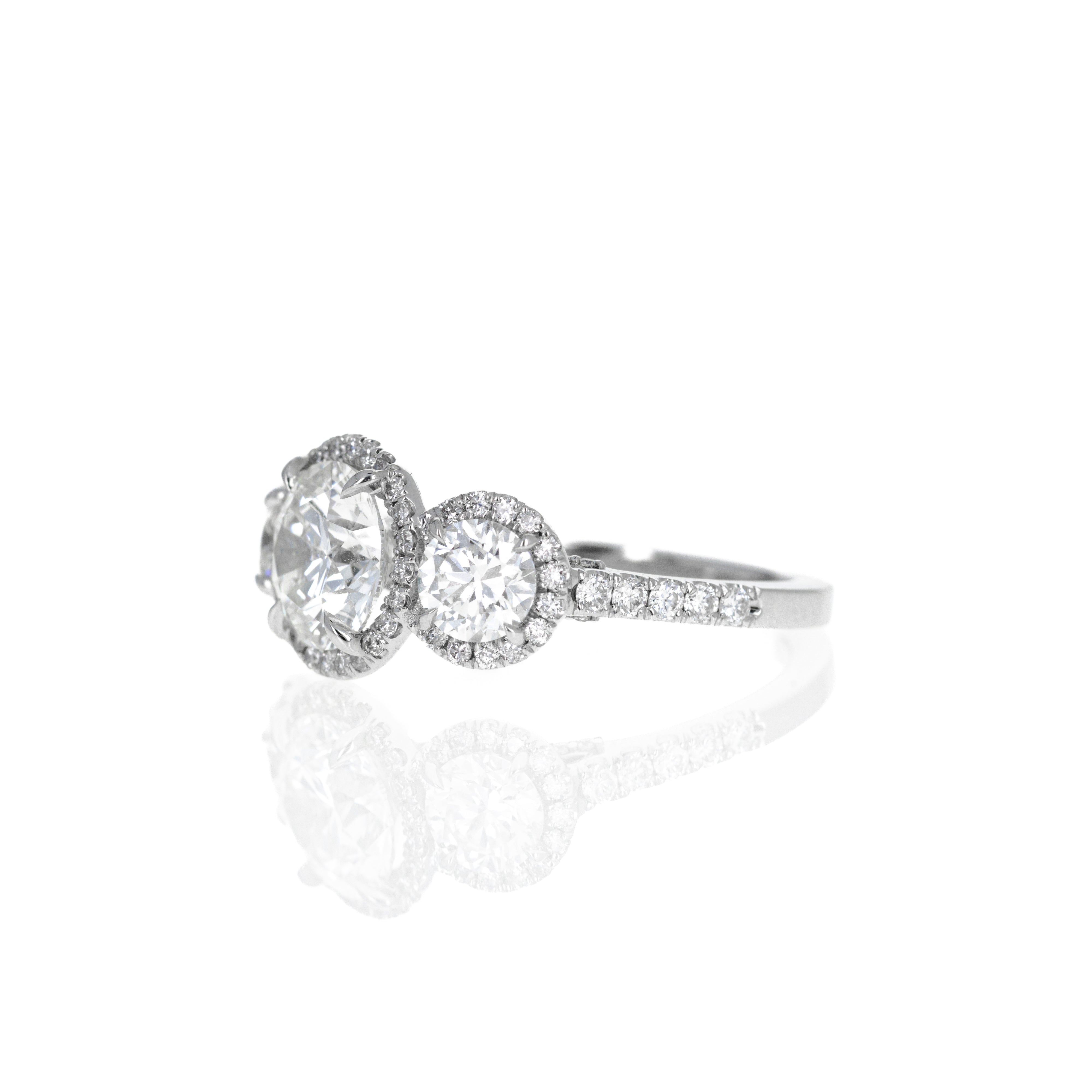 Platinum 1.85 Carat Round Diamond Three Stone Engagement Ring -  Replica Handbags 