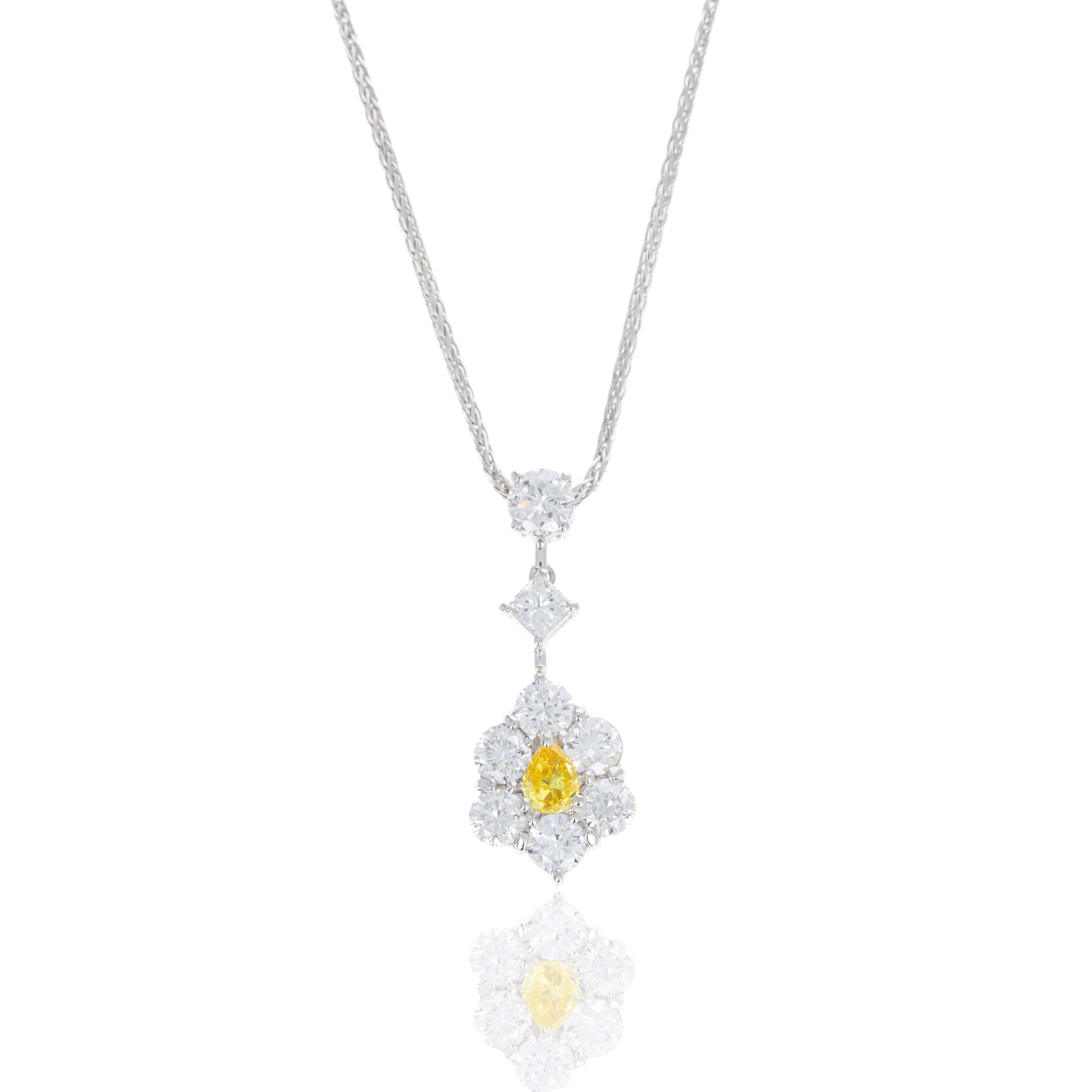 0.18 Carat Fancy Vivid Orangy Yellow Pear Diamond Necklace - Replica Handbags