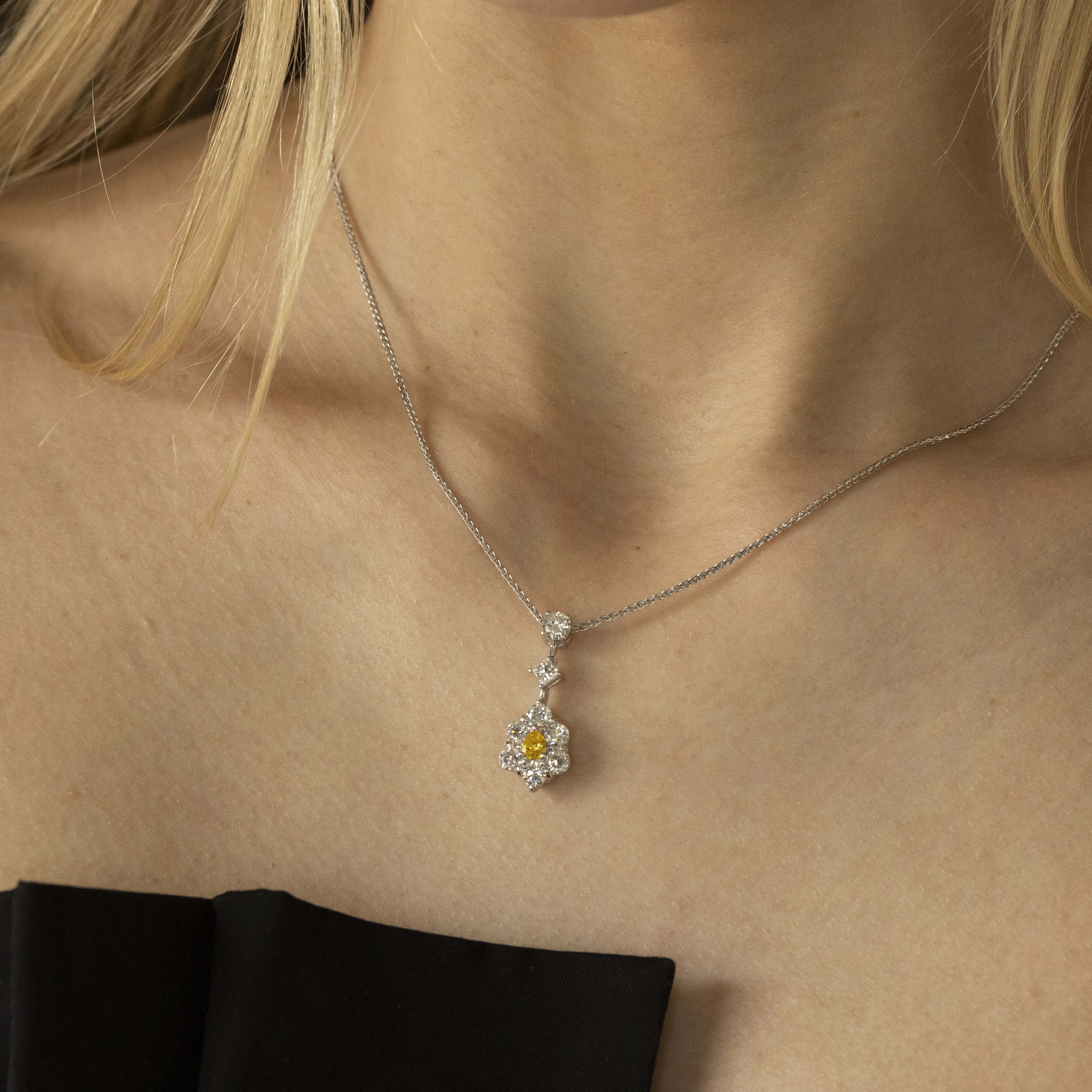 0.18 Carat Fancy Vivid Orangy Yellow Pear Diamond Necklace -  Replica Handbags 