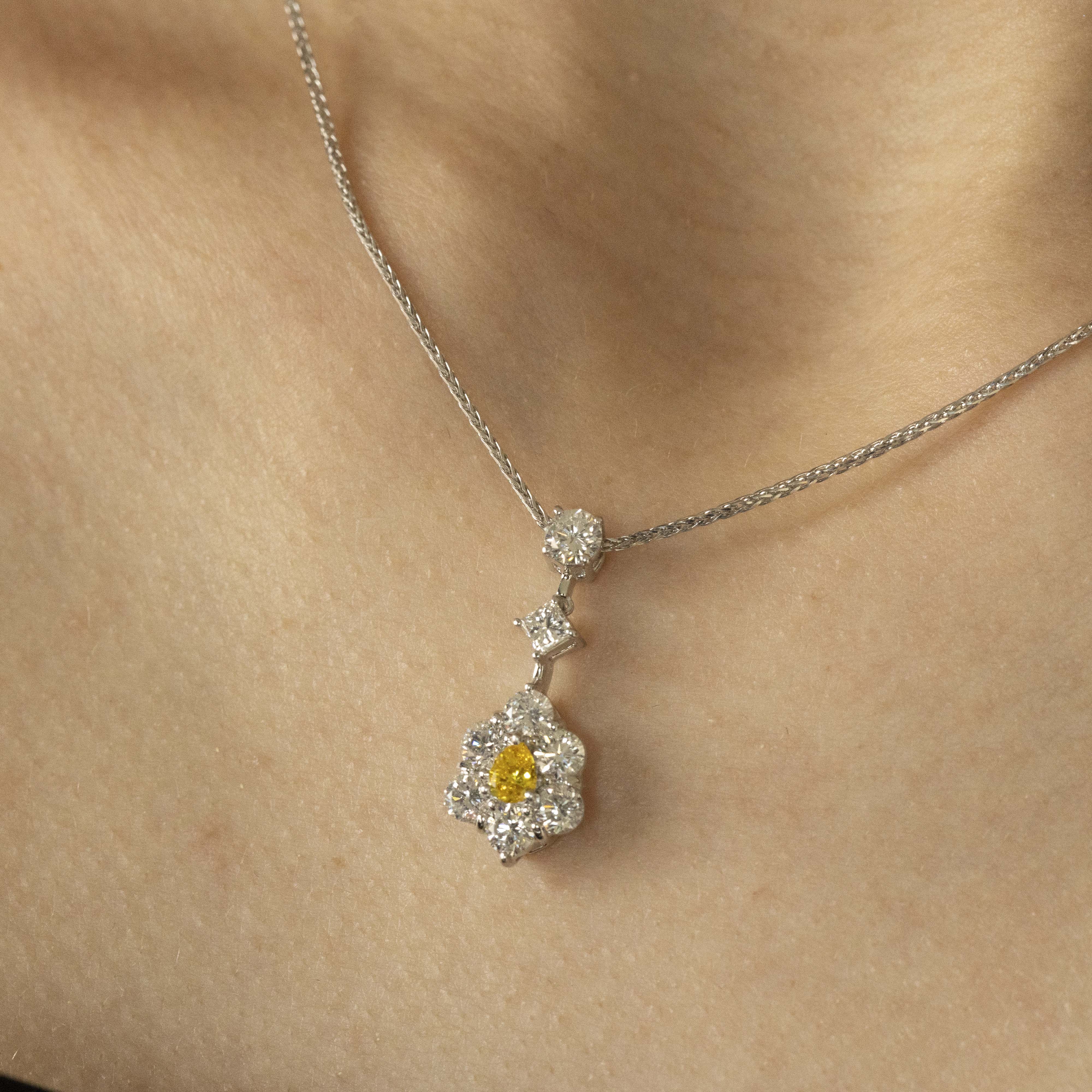 0.18 Carat Fancy Vivid Orangy Yellow Pear Diamond Necklace -  Replica Handbags 