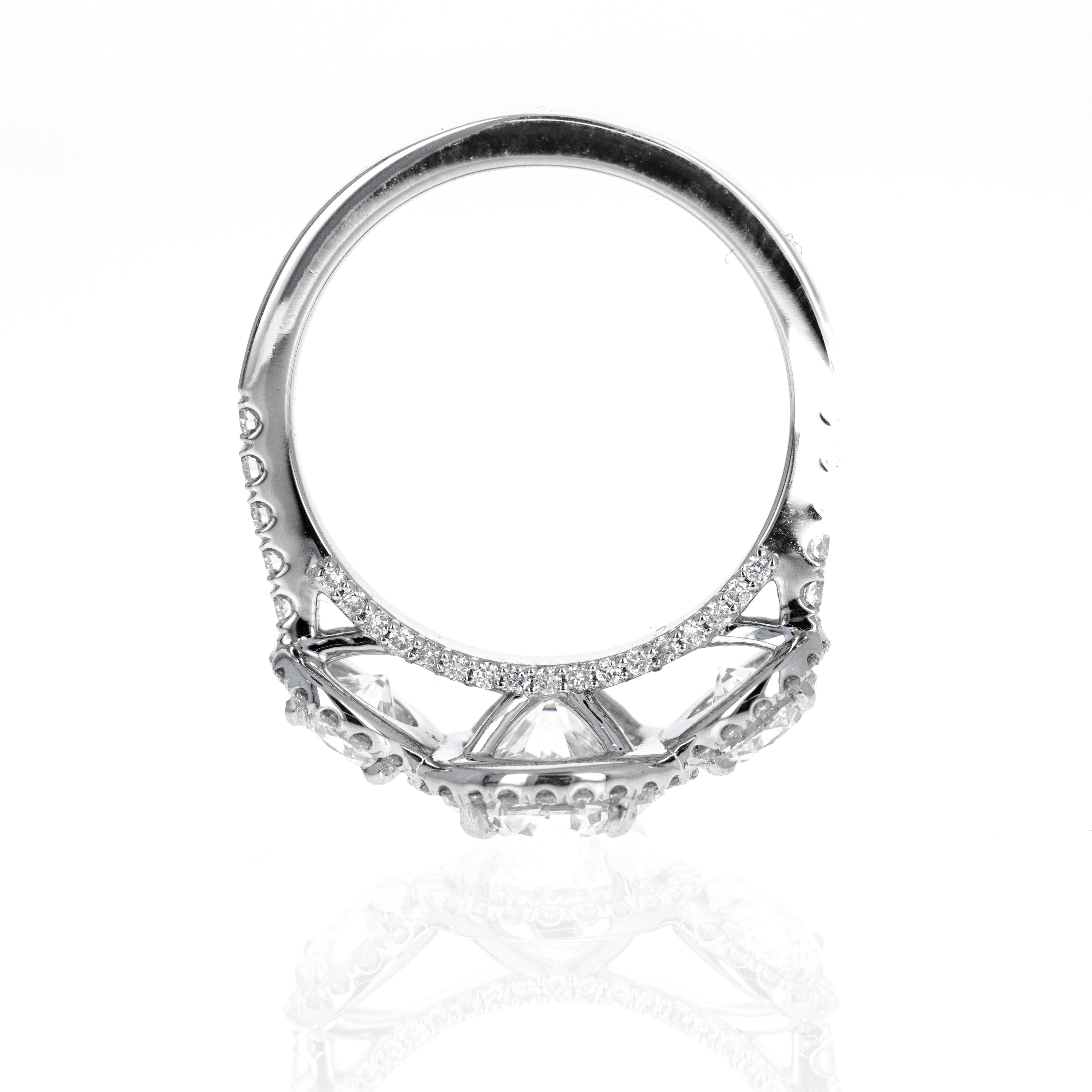 Platinum 1.85 Carat Round Diamond Three Stone Engagement Ring -  Replica Handbags 