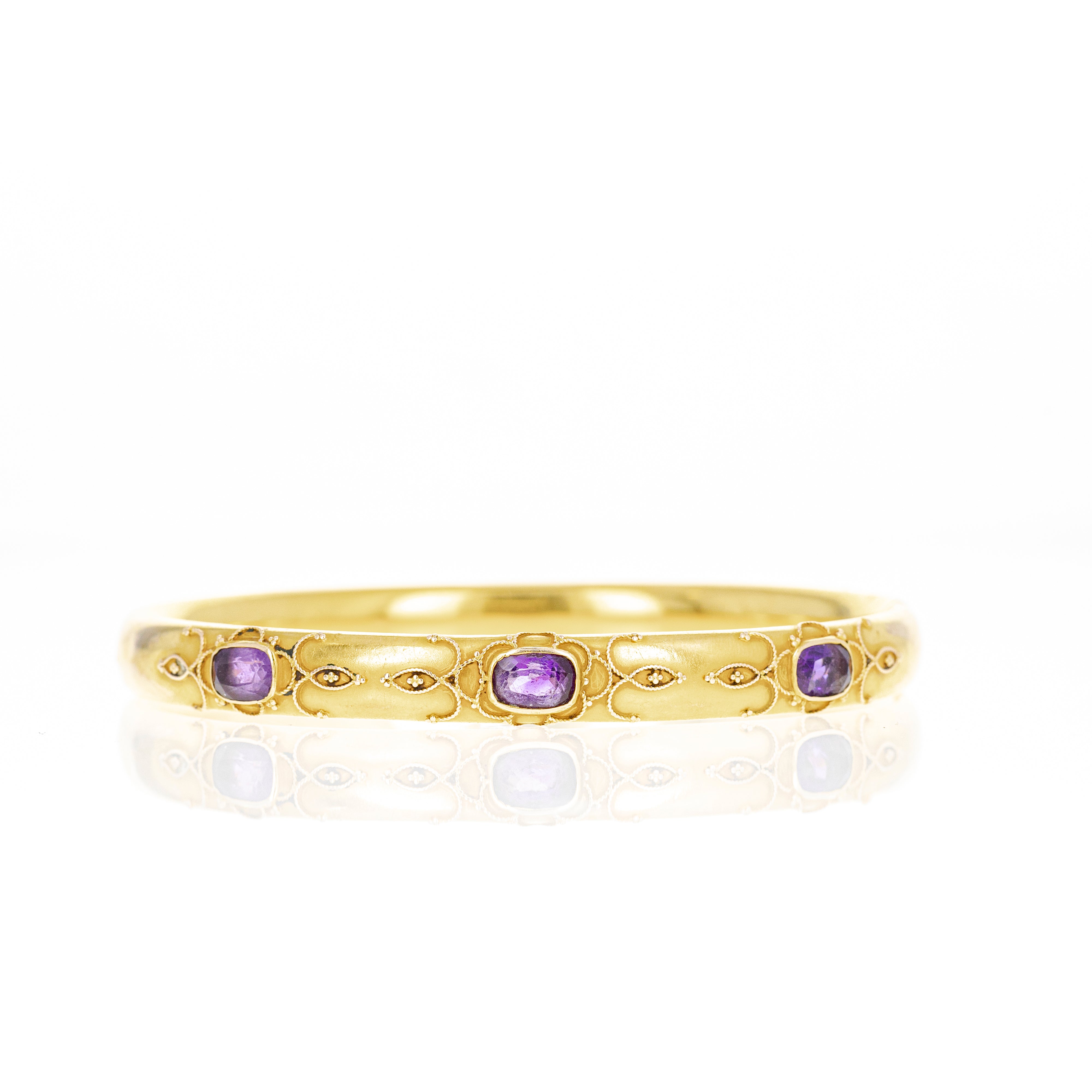 Victorian 14K Yellow Gold 2 Carat Amethyst Bangle -  Replica Handbags 