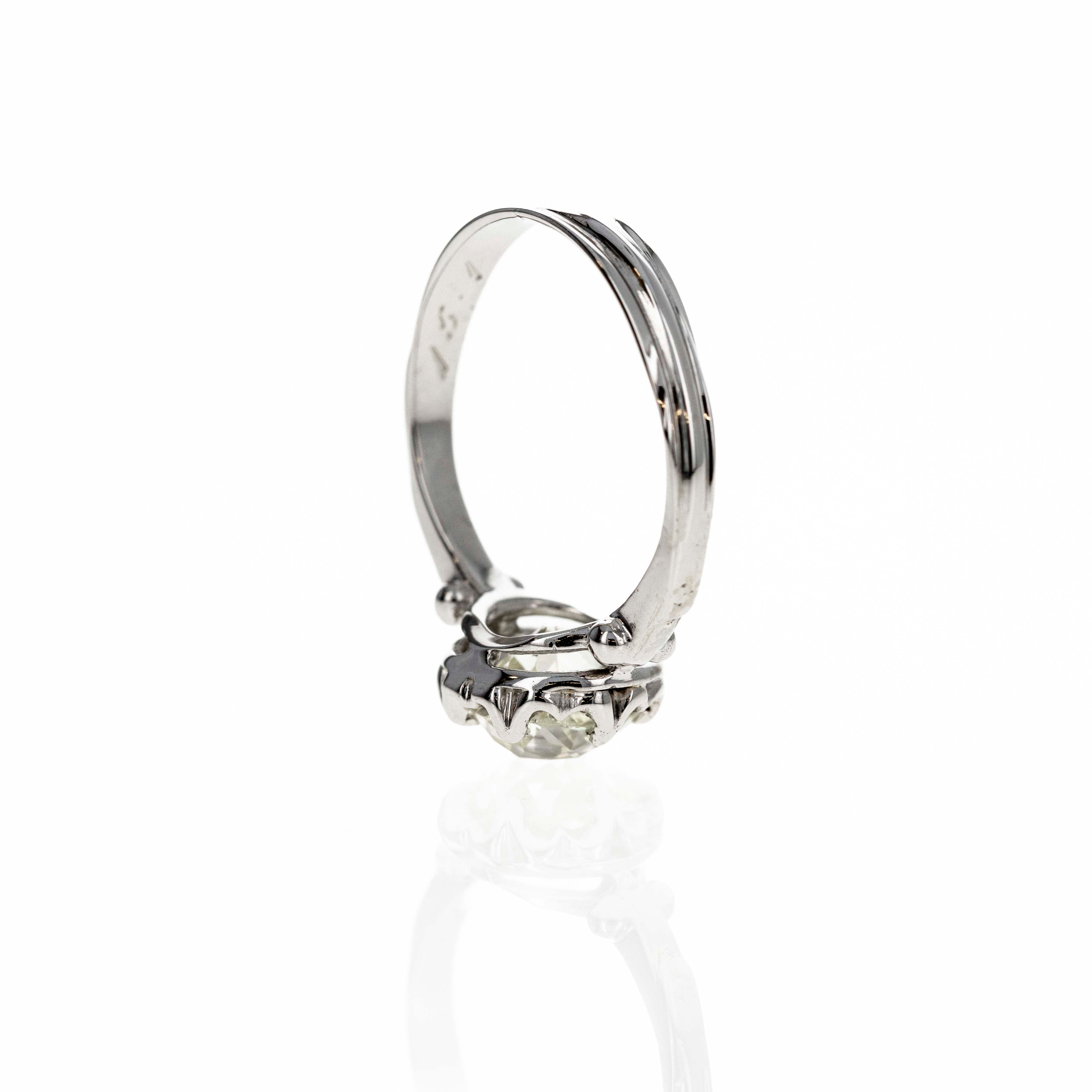 18K White Gold 1.60 Carat Old Mine Cut Diamond Engagement Ring -  Replica Handbags 