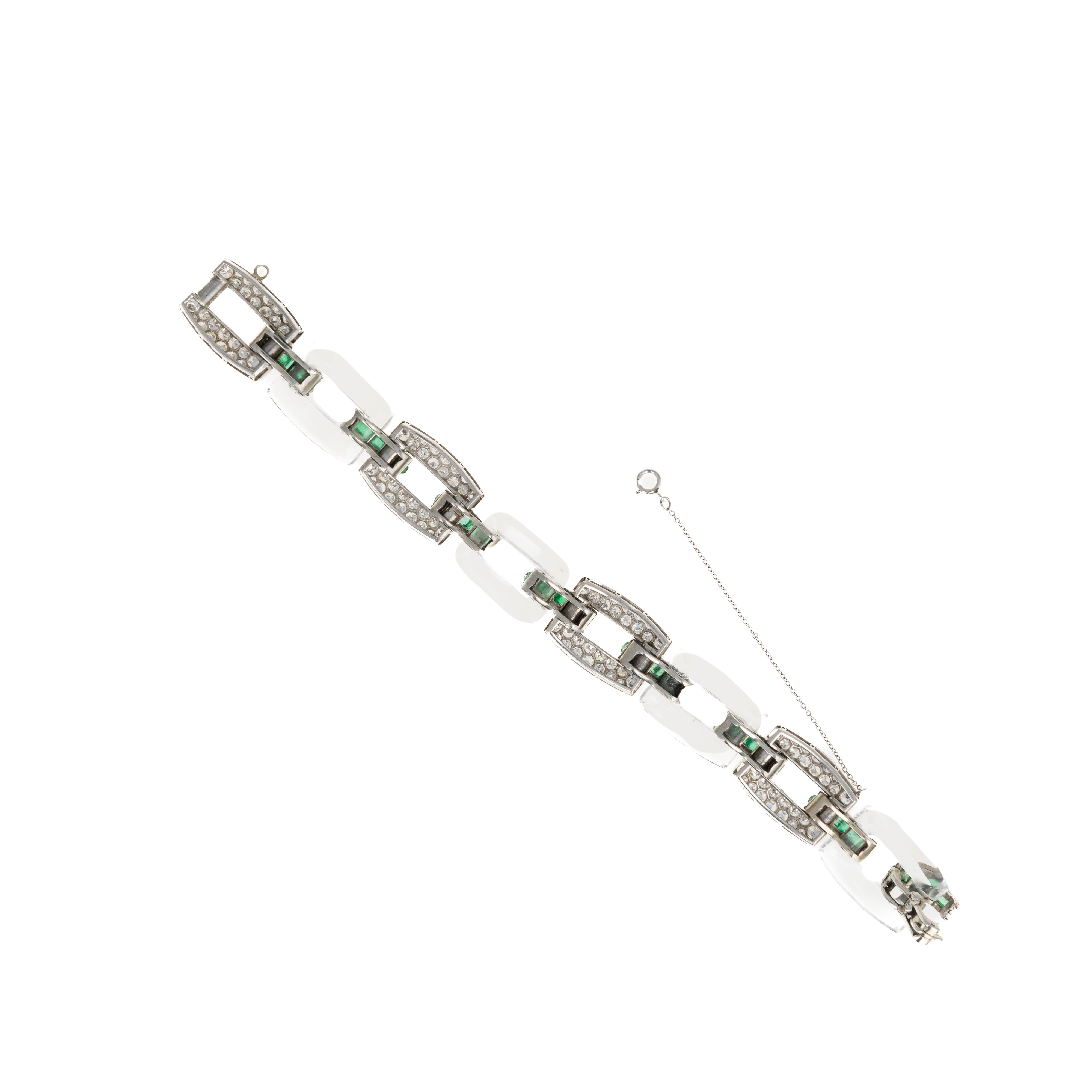 Platinum 18K White Gold 6 Carat Old European Cut Diamond Emerald Rock Crystal Quartz Bracelet -  Replica Handbags 