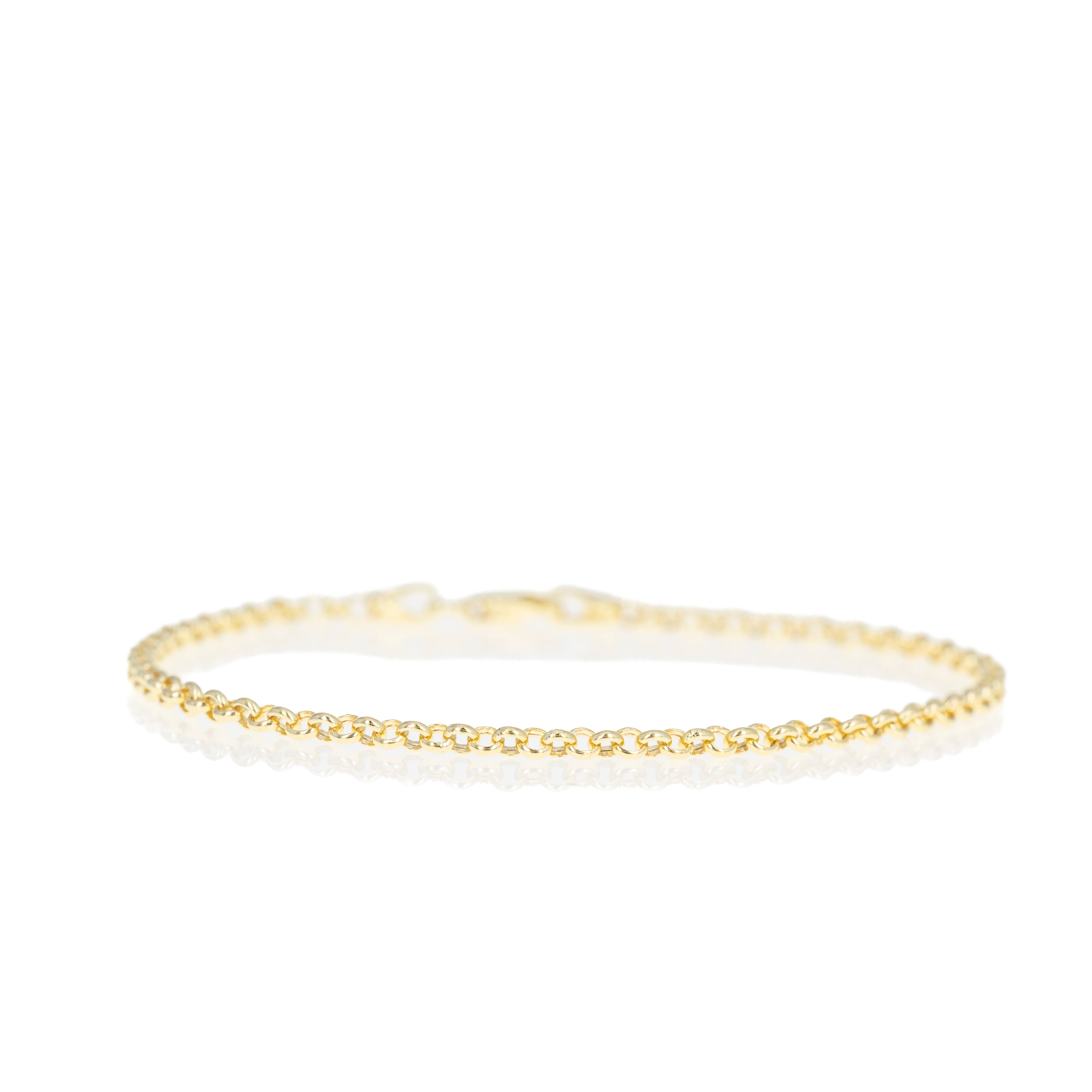 14K Yellow Gold 2.5mm Hollow Rolo Chain Bracelet -  Replica Handbags 