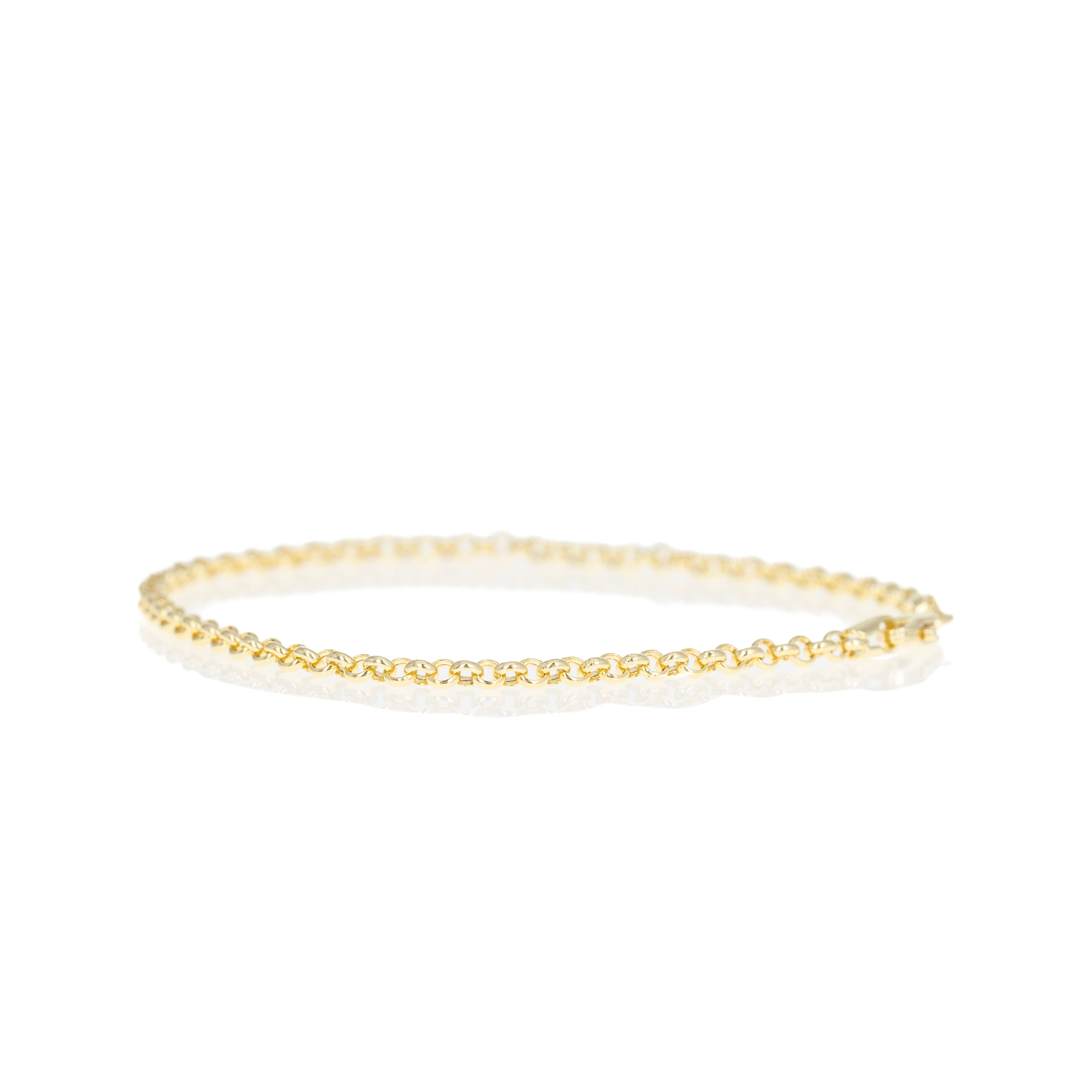 14K Yellow Gold 2.5mm Hollow Rolo Chain Bracelet -  Replica Handbags 