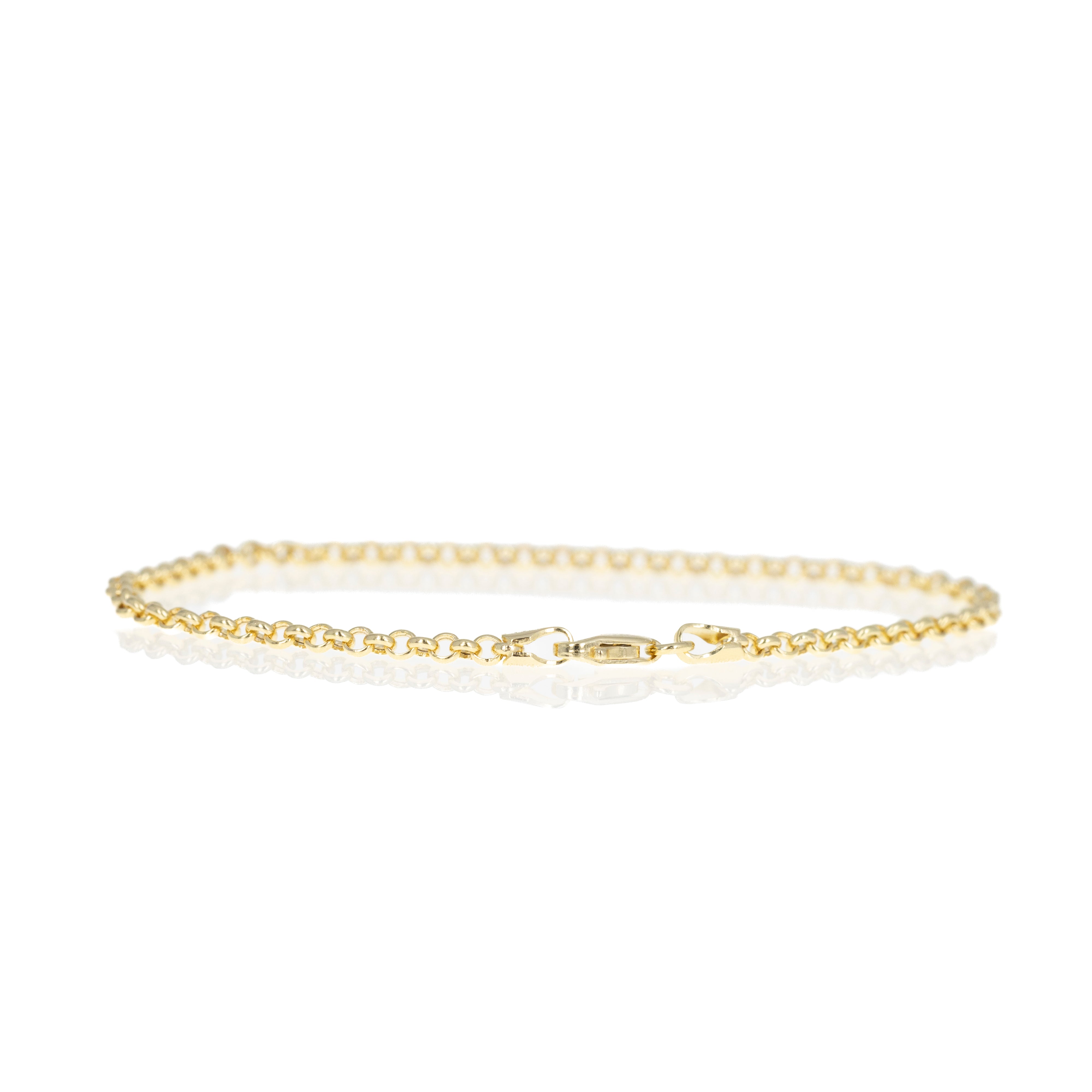 14K Yellow Gold 2.5mm Hollow Rolo Chain Bracelet -  Replica Handbags 