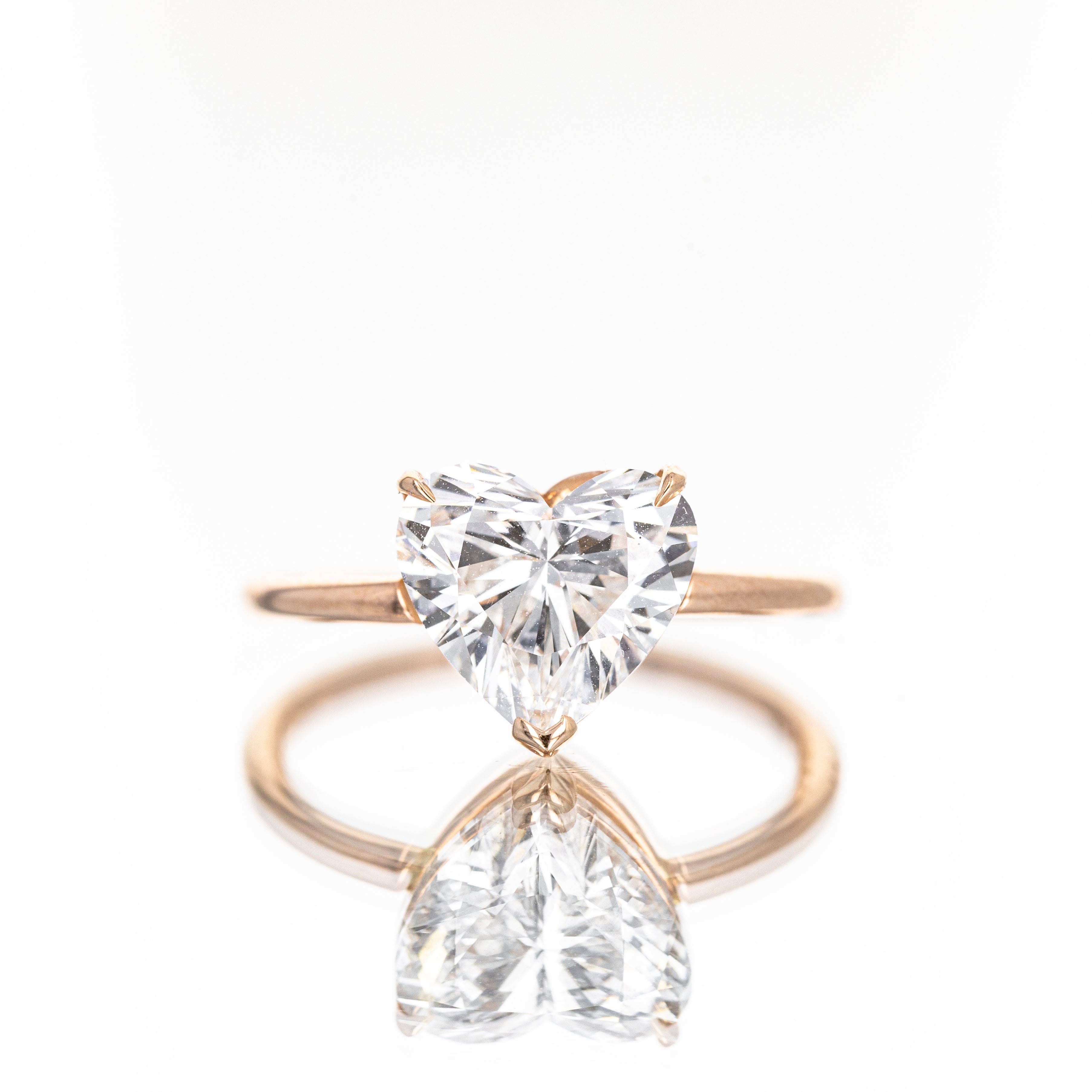 Lab Grown 14K Rose Gold 3.16 Carat Heart Diamond Engagement Ring - Replica Handbags