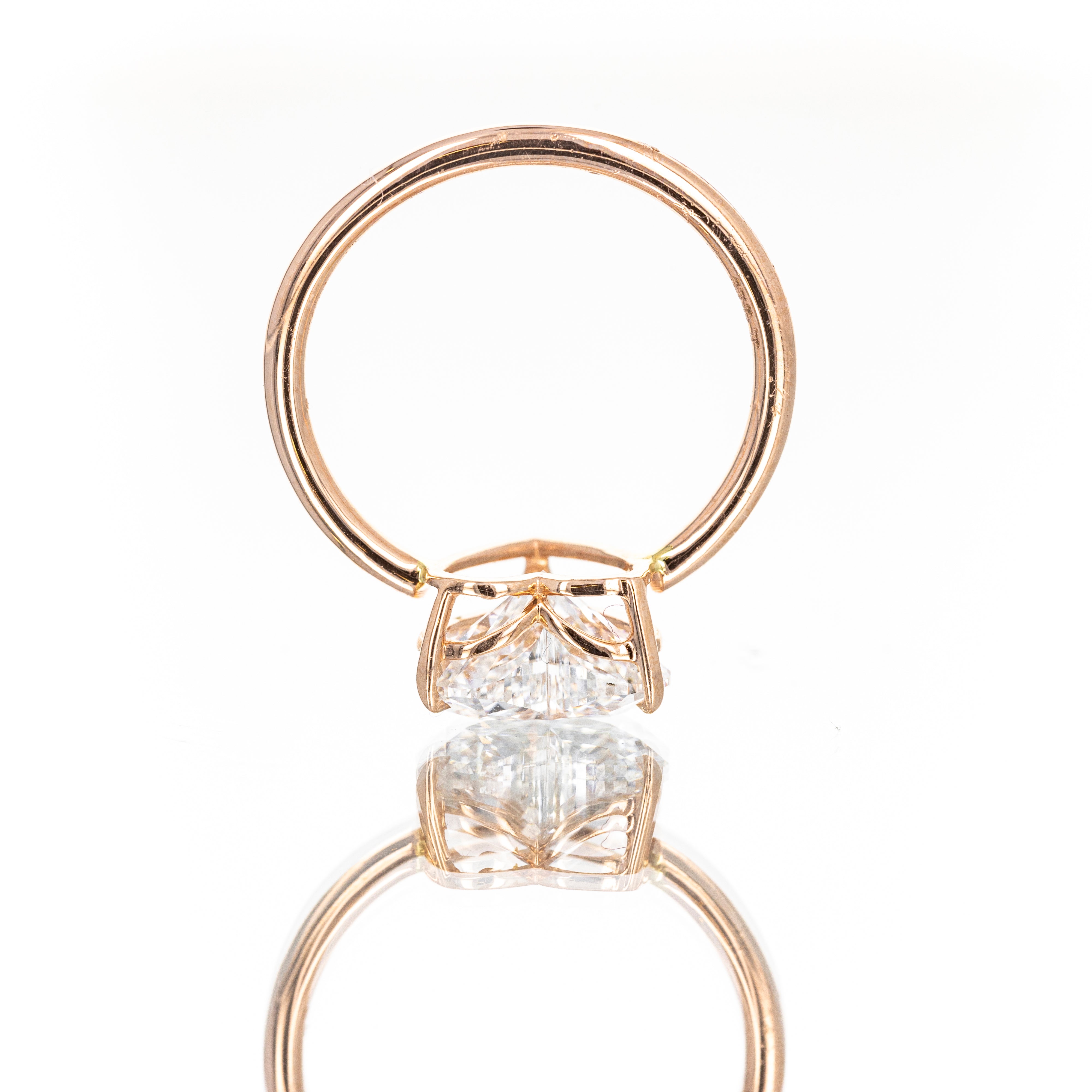 Lab Grown 14K Rose Gold 3.16 Carat Heart Diamond Engagement Ring - Replica Handbags