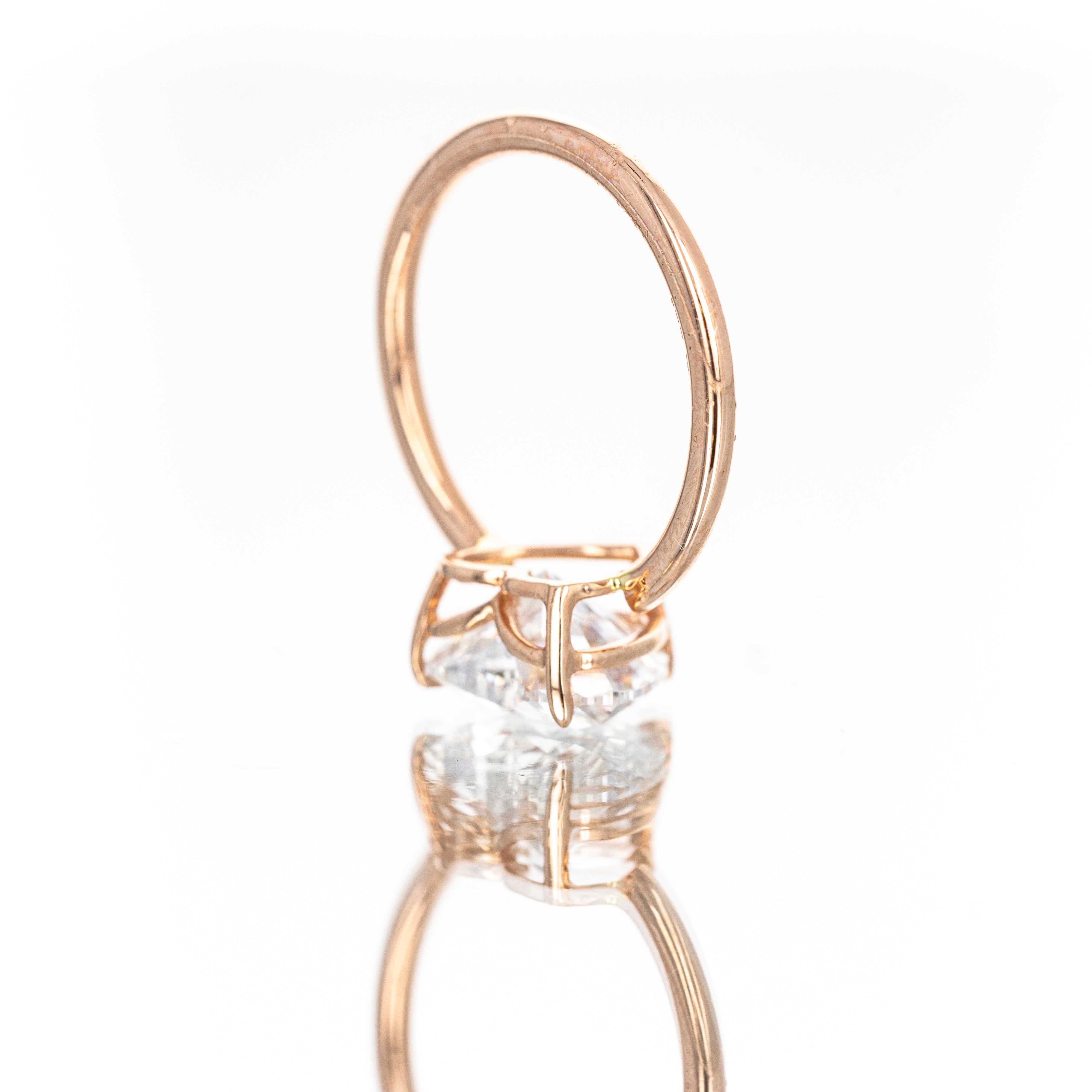 Lab Grown 14K Rose Gold 3.16 Carat Heart Diamond Engagement Ring -  Replica Handbags 