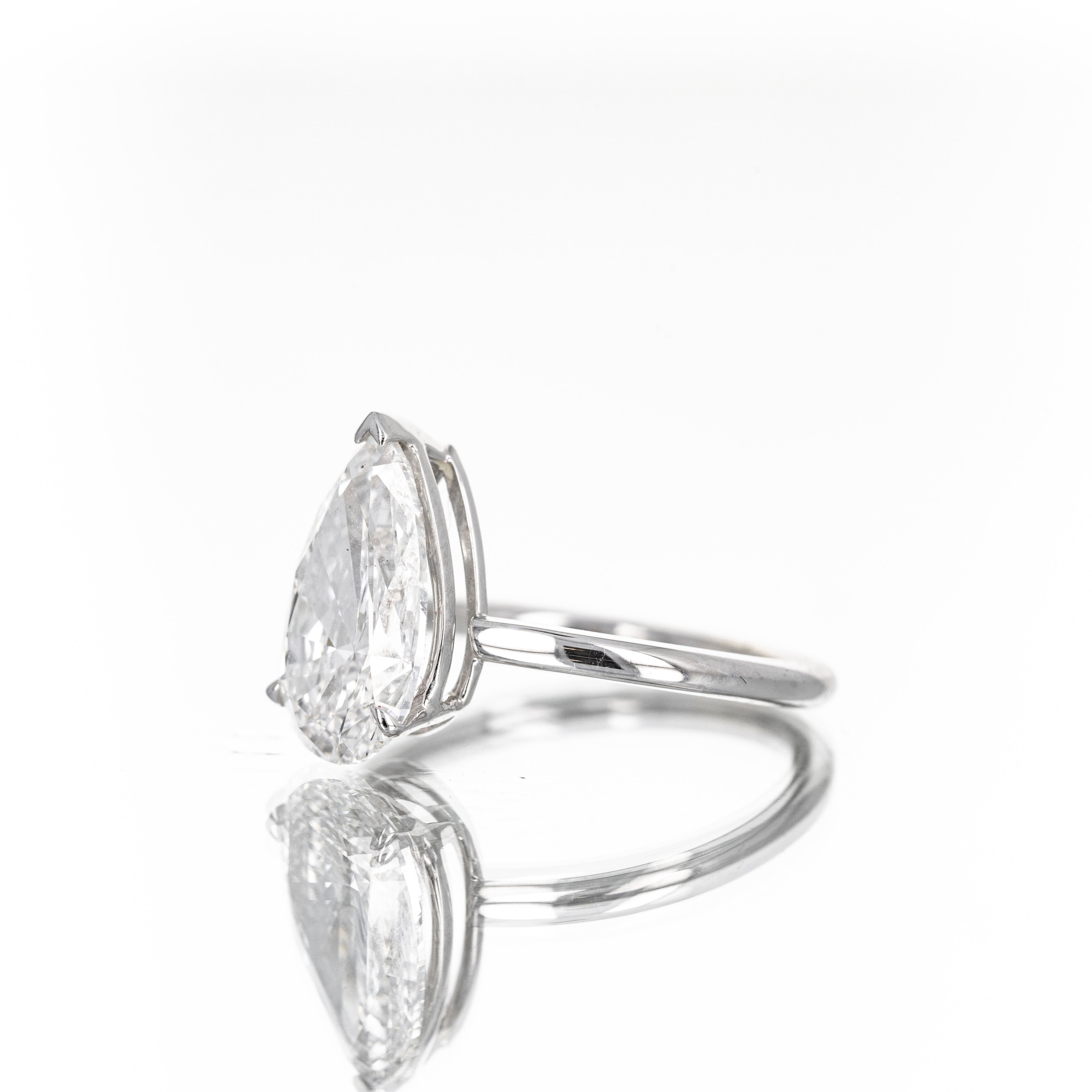 14K White Gold Lab Grown 3.03 Carat Pear Diamond Engagement Ring - Replica Handbags